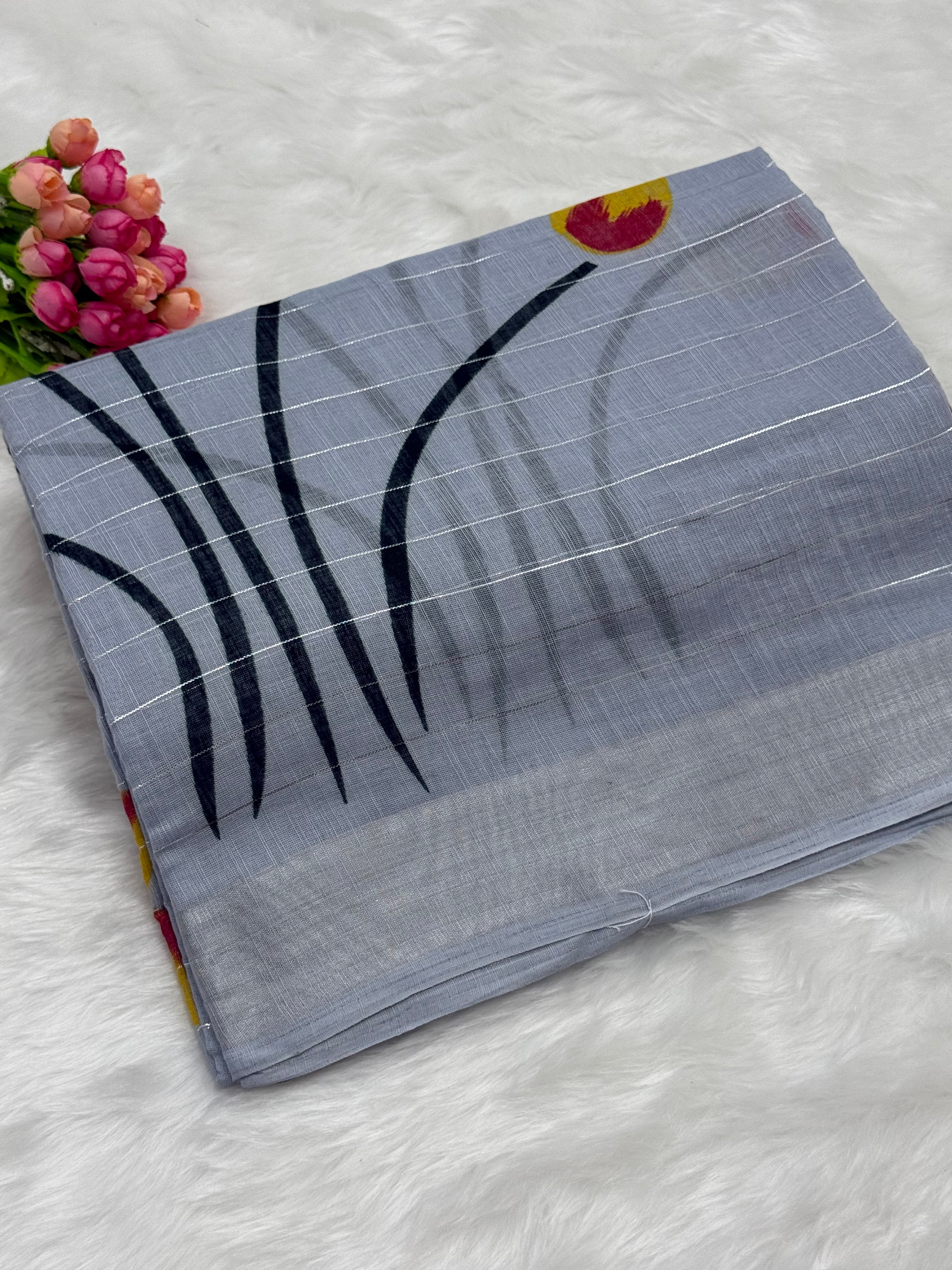 PREMIUM LINEN COTTON SILK SAREE - GREY