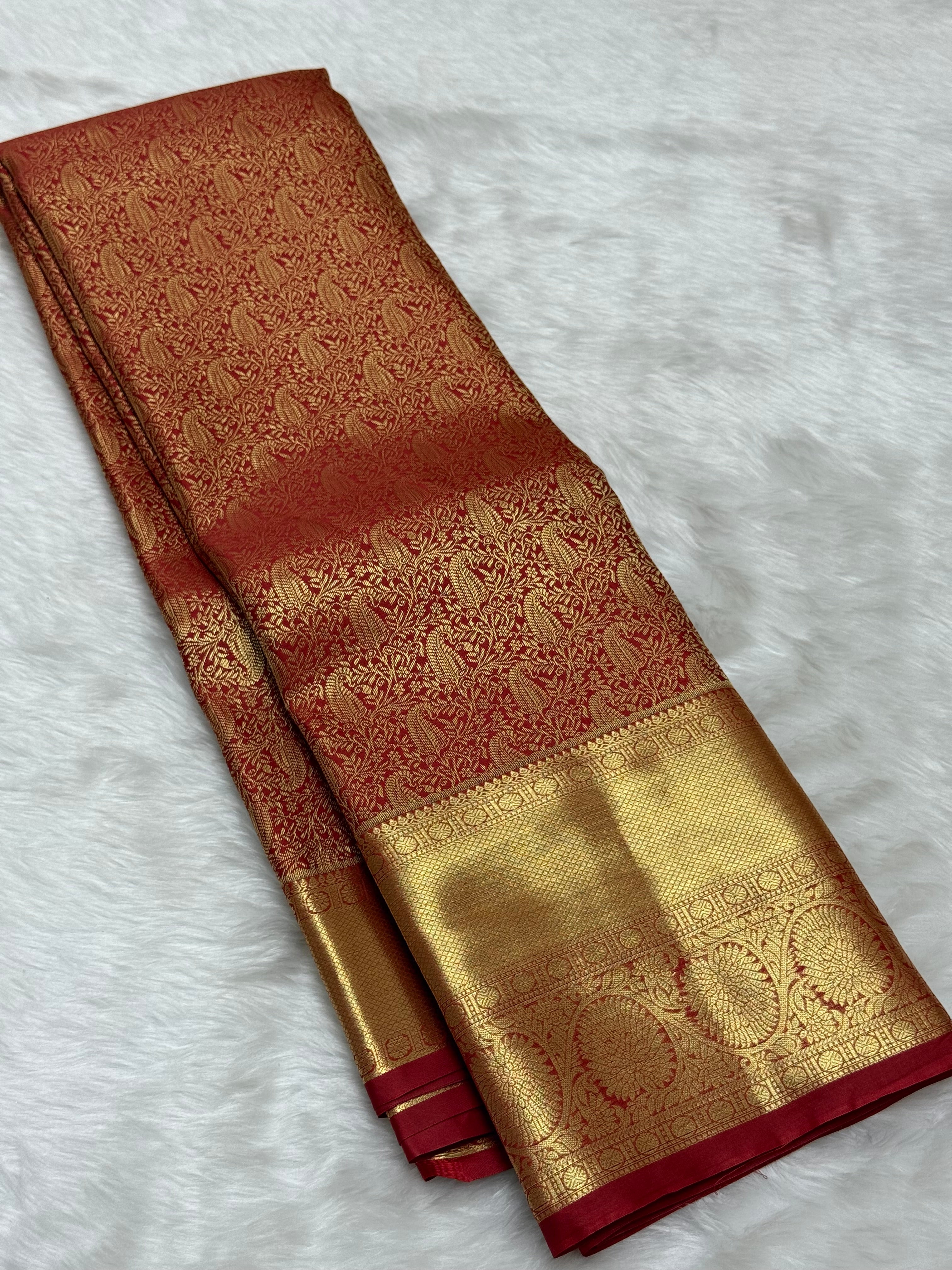 PREMIUM KANCHI BROCADE SILK SAREE - RED