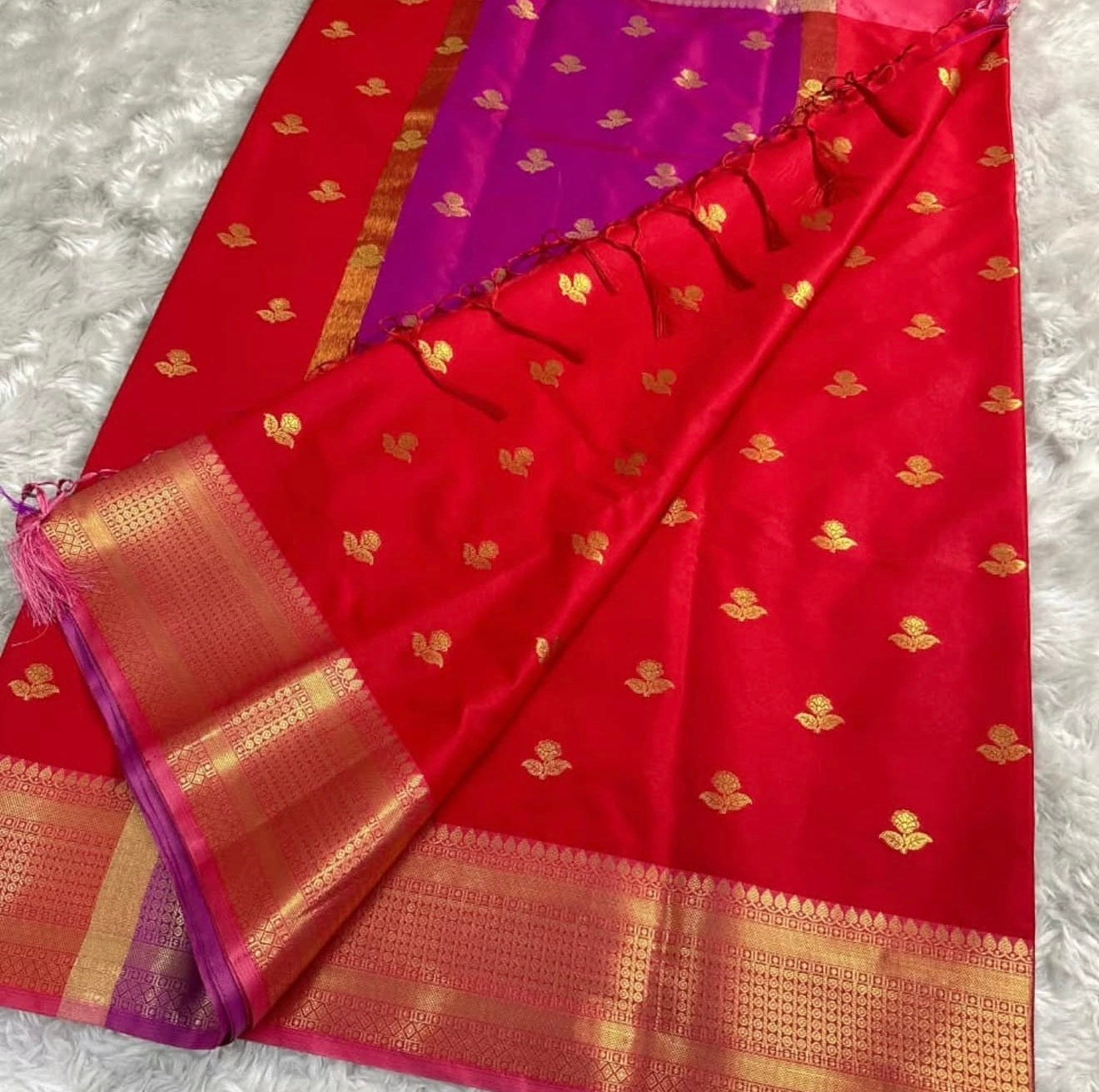 PREMIUM BANARASI KATAAN SILK SAREE - RED