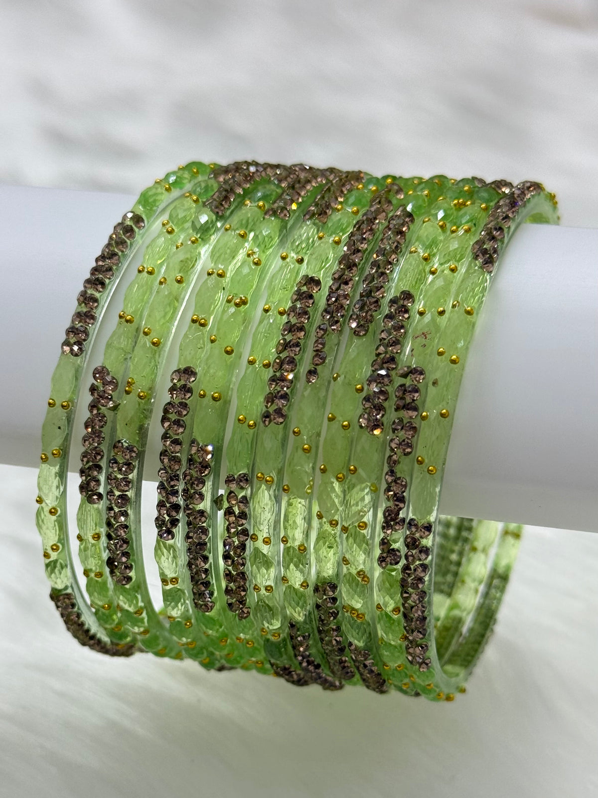 PREMIUM STONE STUDDED GLASS BANGLES PACK OF 12