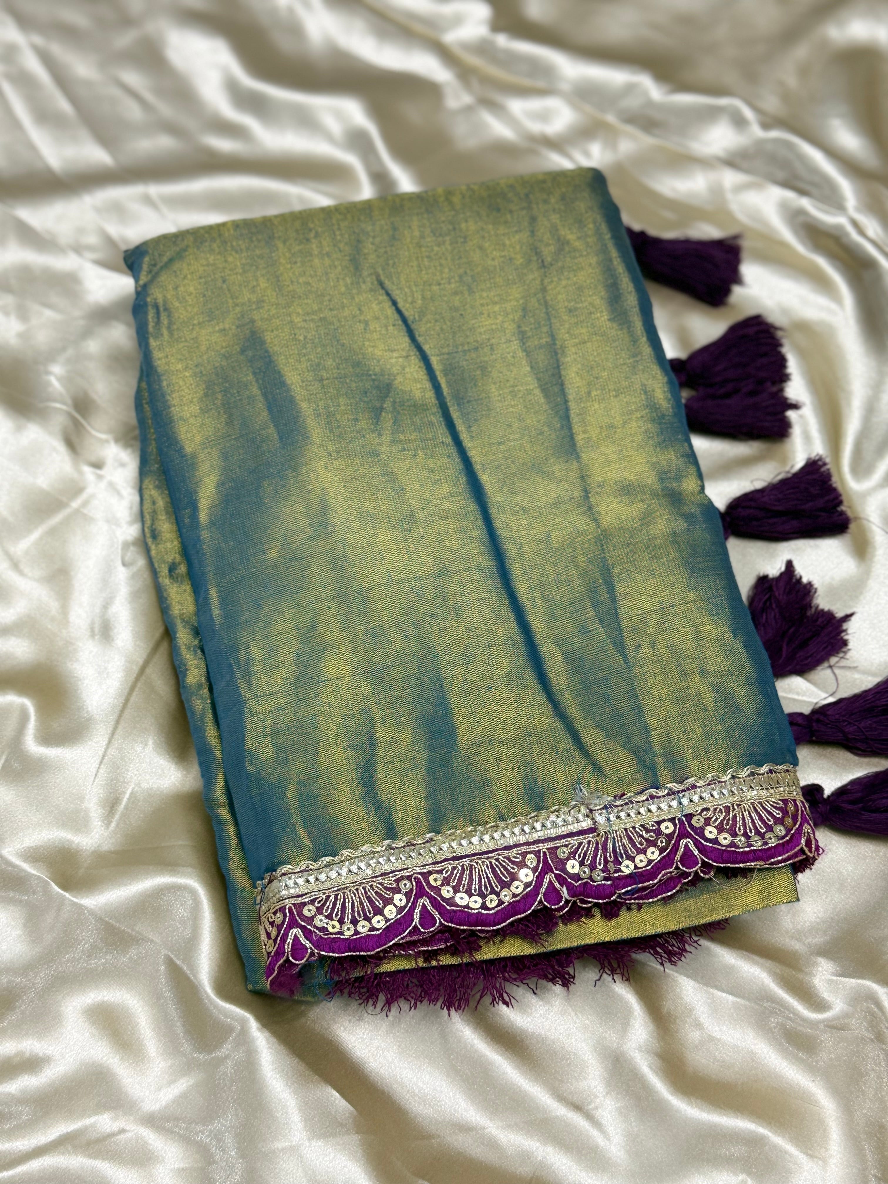 SOFT FANCY SAREE WITH LACE BORDER - DUAL TONE
