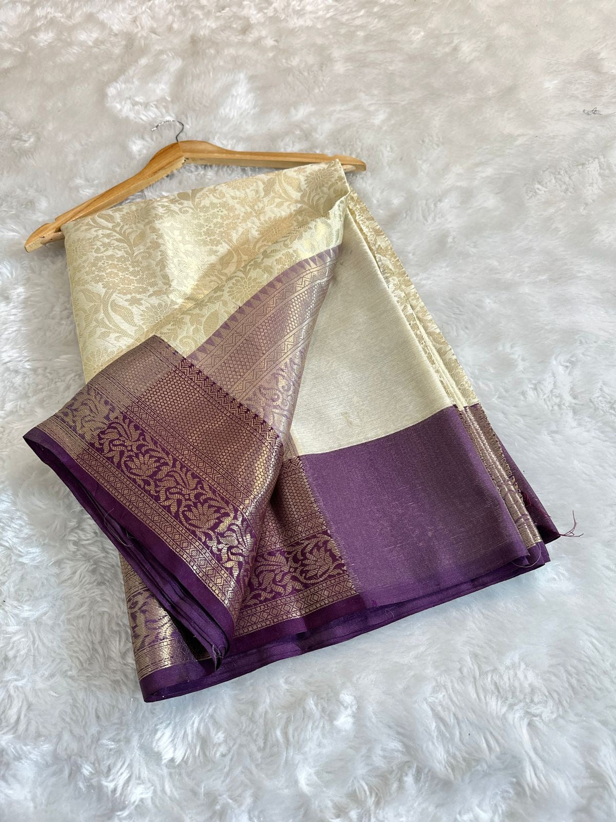 PREMIUM BANARAS TISSUE SILK SAREE - CREAM
