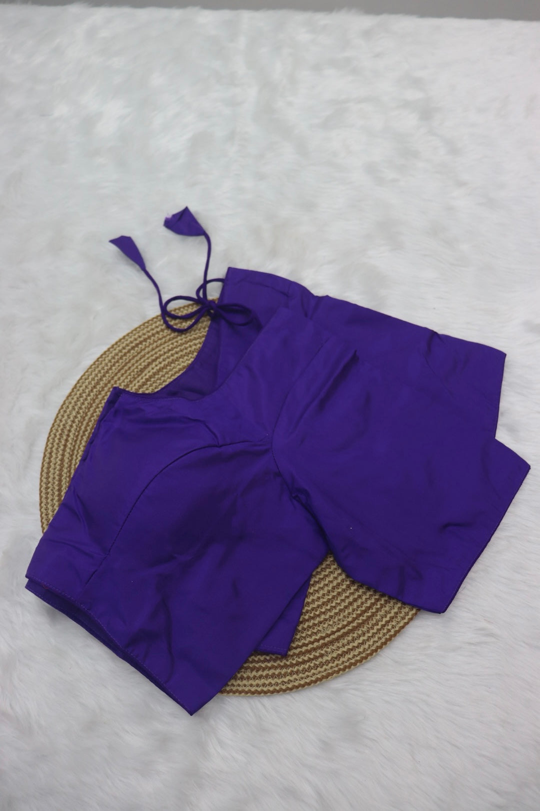 PLAIN SILK READY TO WEAR  SAREE BLOUSE - PURPLE SHADE