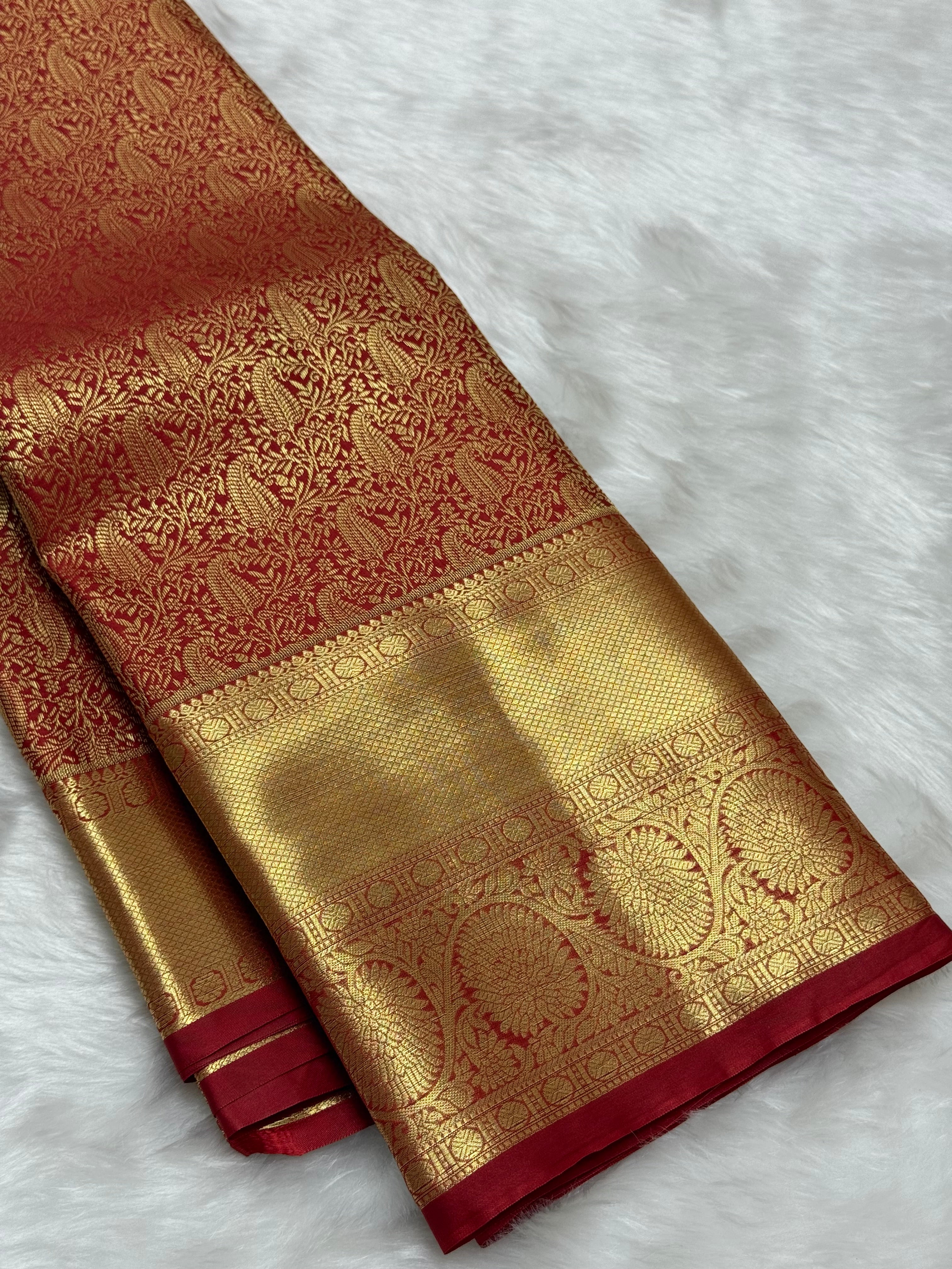 PREMIUM KANCHI BROCADE SILK SAREE - RED