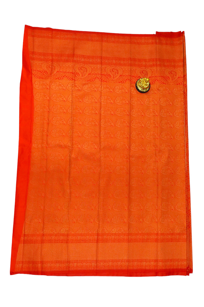 DARK ORANGE ART SILK SAREE WITH COPPER ZARI BORDER