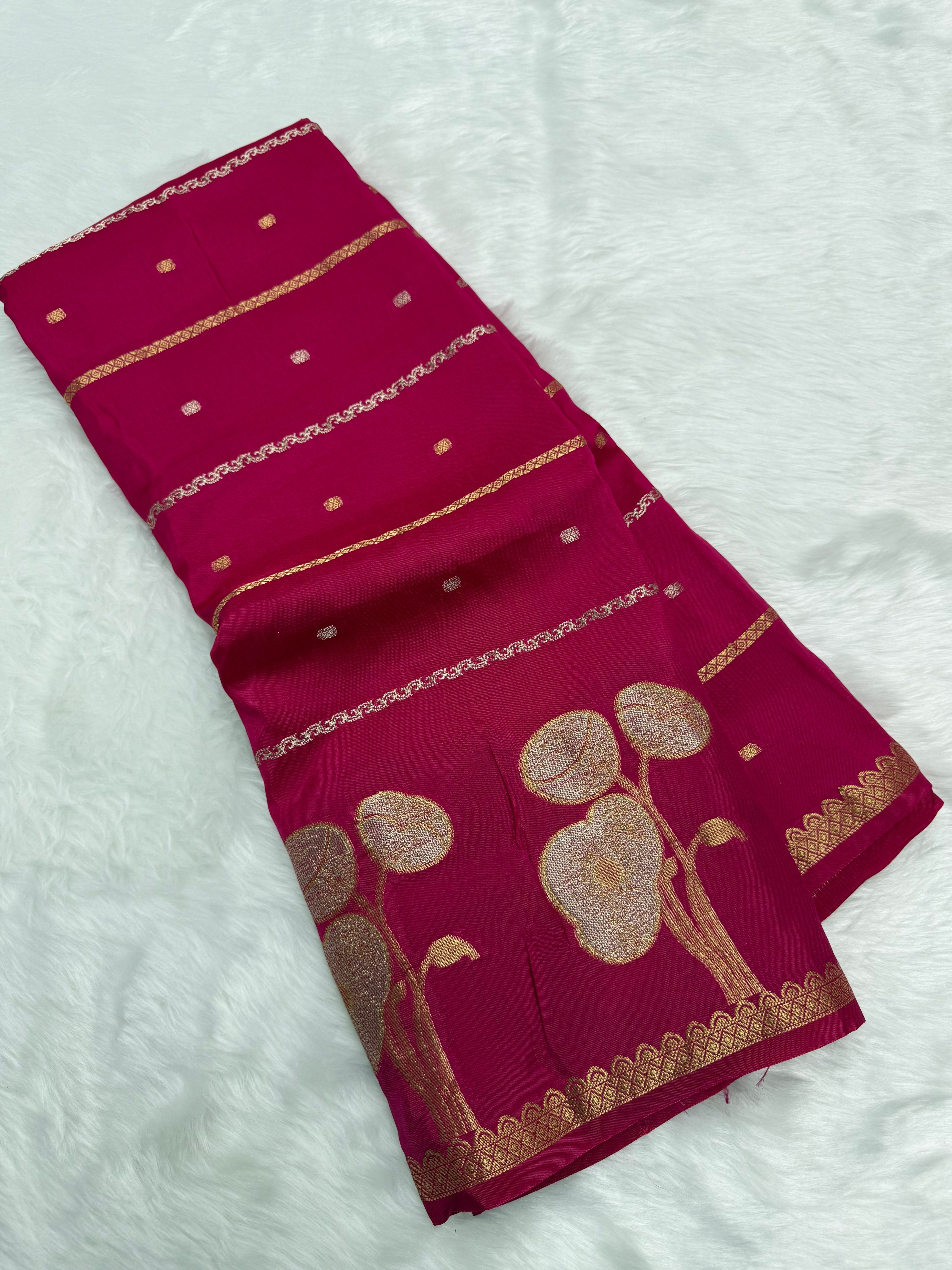 PREMIUM VISCOSE FANCY SILK SAREE - MAGENTA