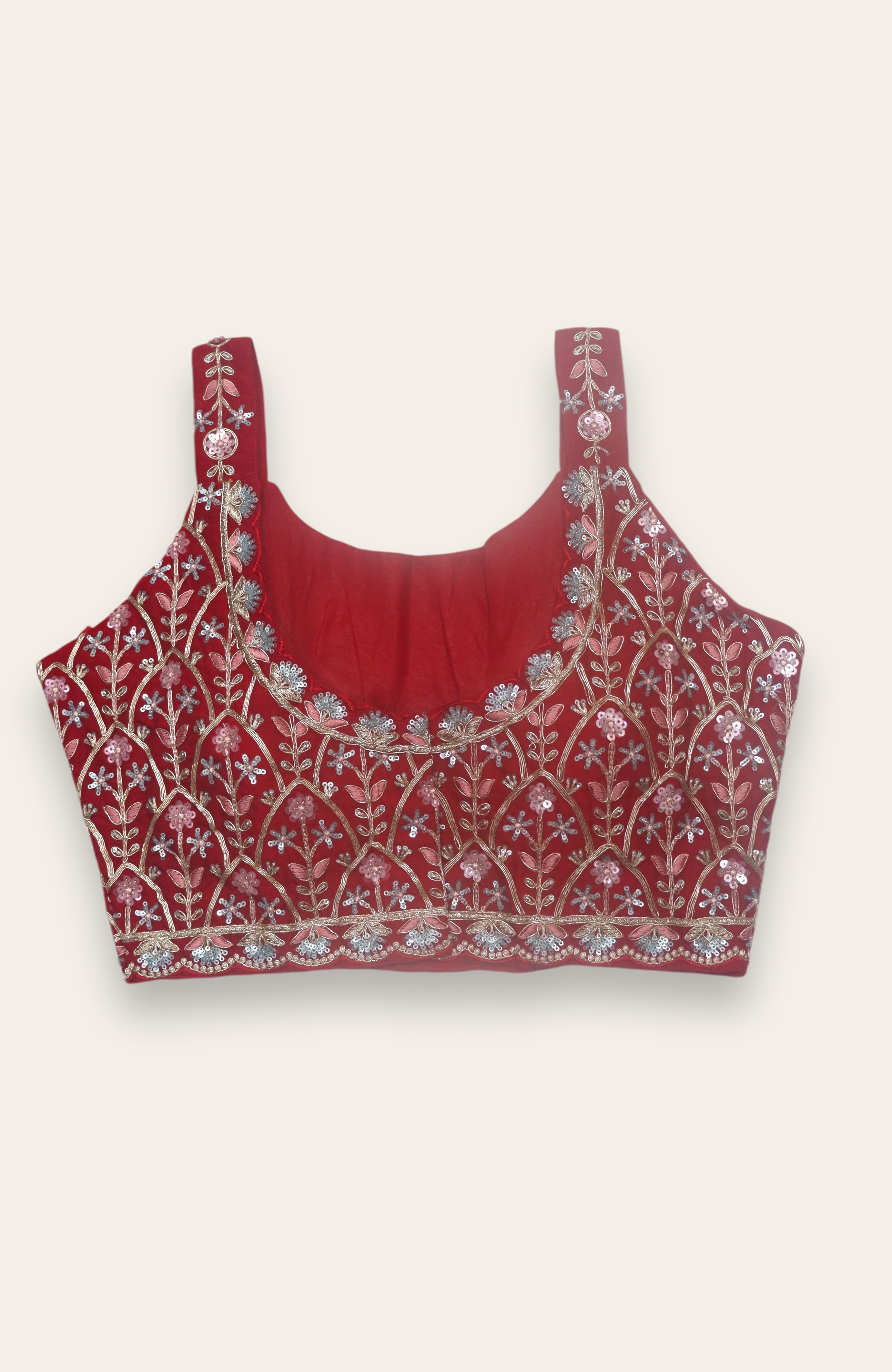 SLEEVELESS READYMADE BLOUSE - RED