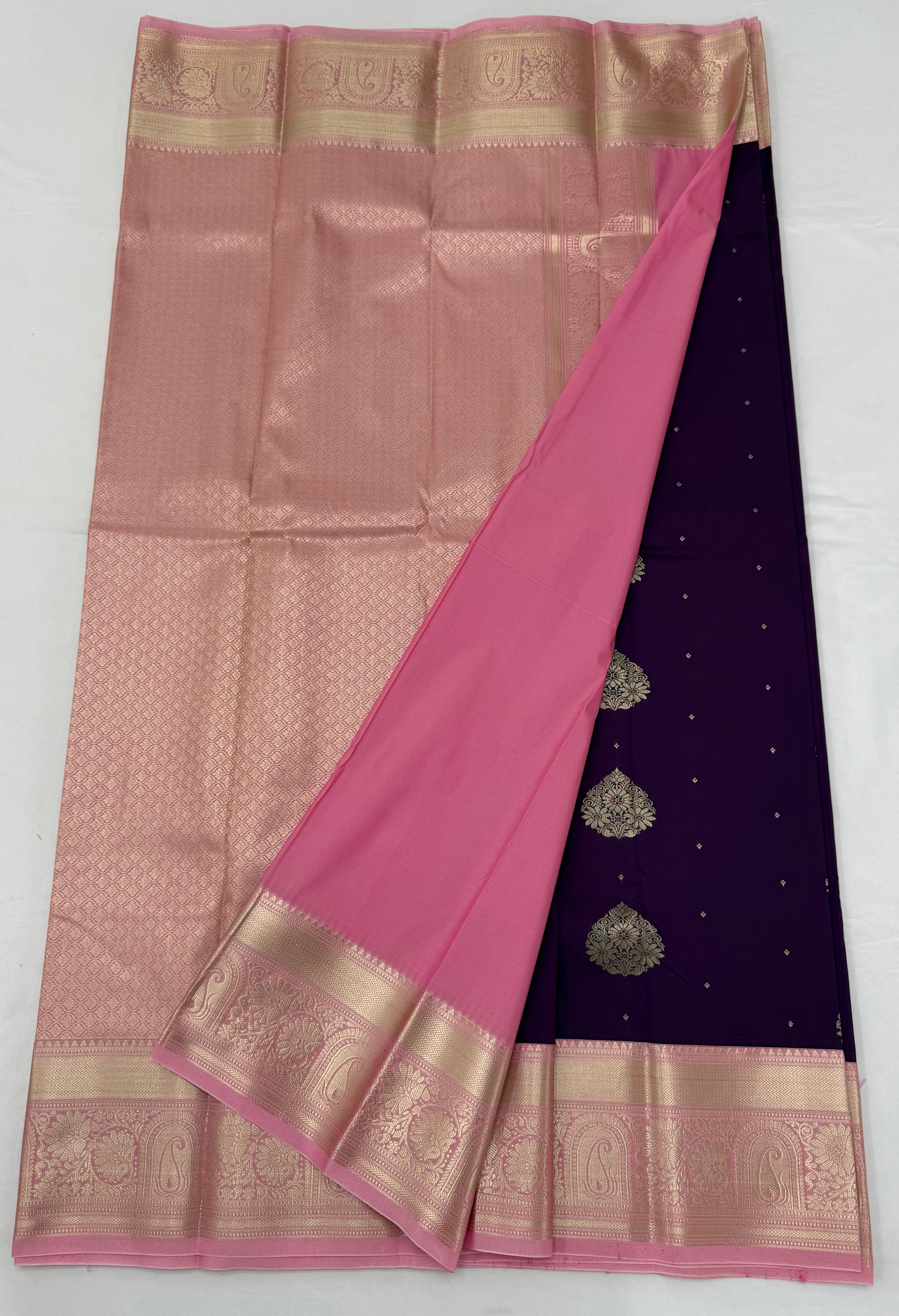 PREMIUM SEMI KANCHI SILK SAREE - DEEP PURPLE