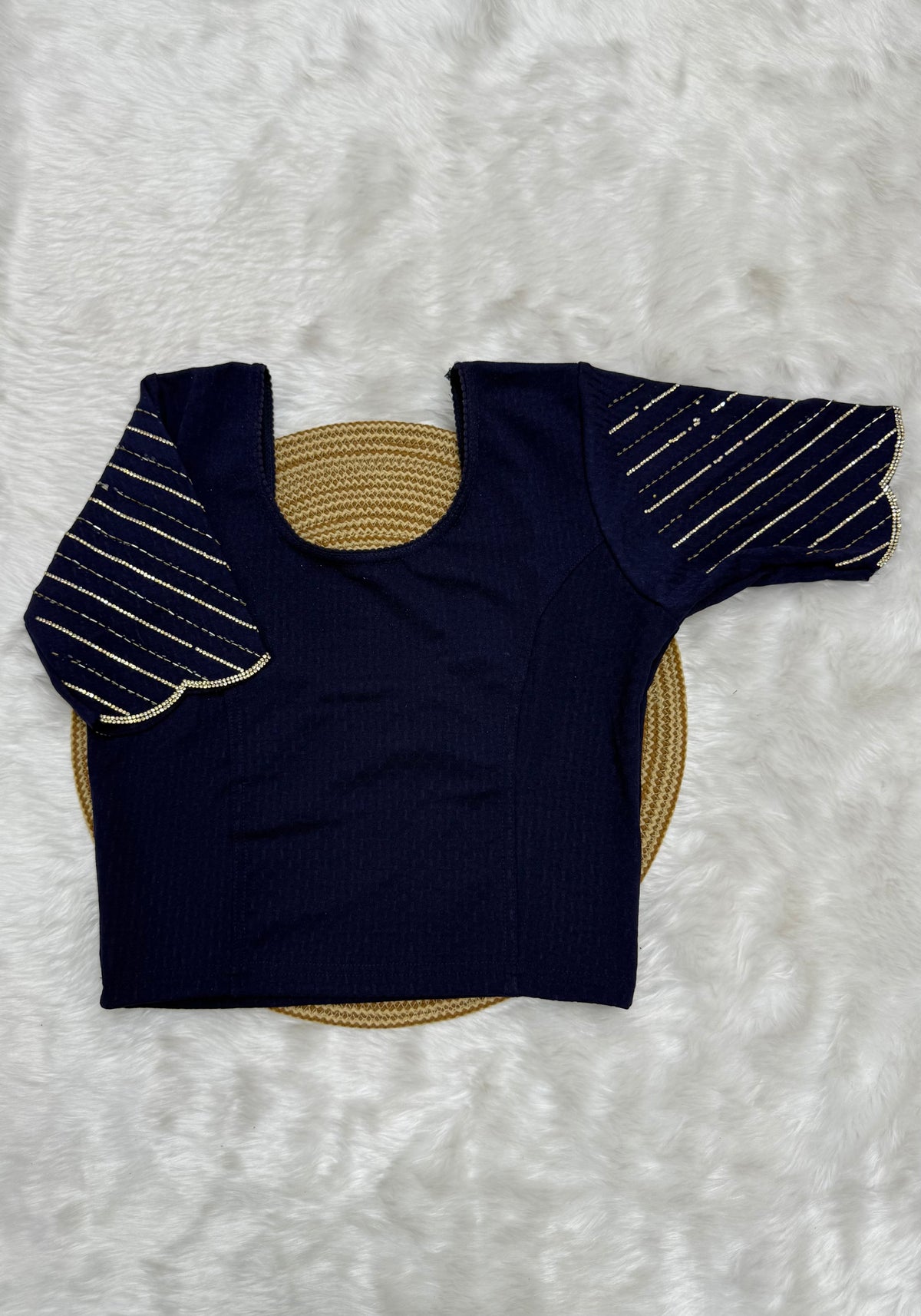 DESIGNER STRETCHABLE BLOUSE - NAVY BLUE