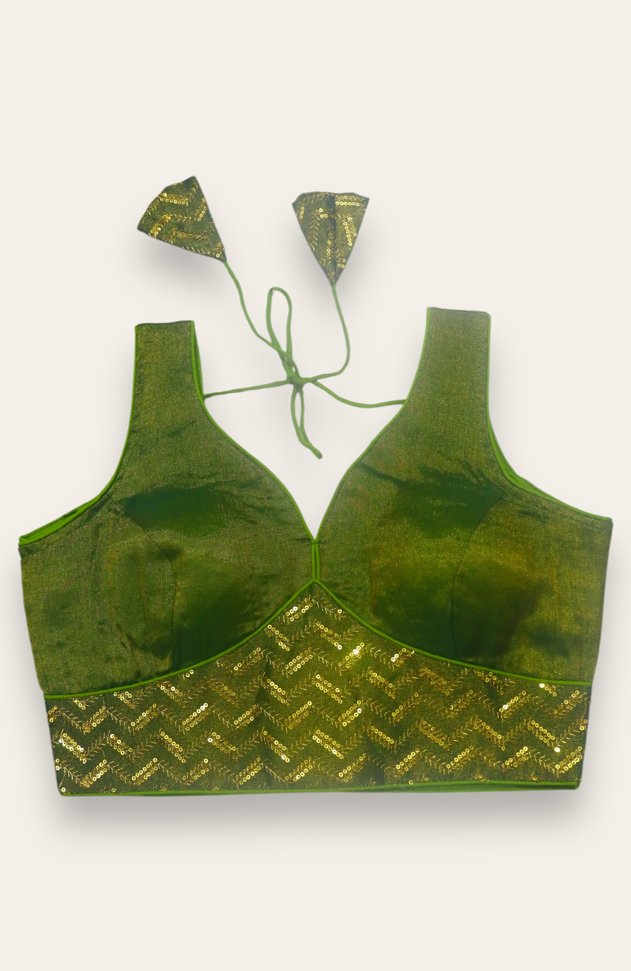 SLEEVELESS DESIGNER BLOUSE - GREEN