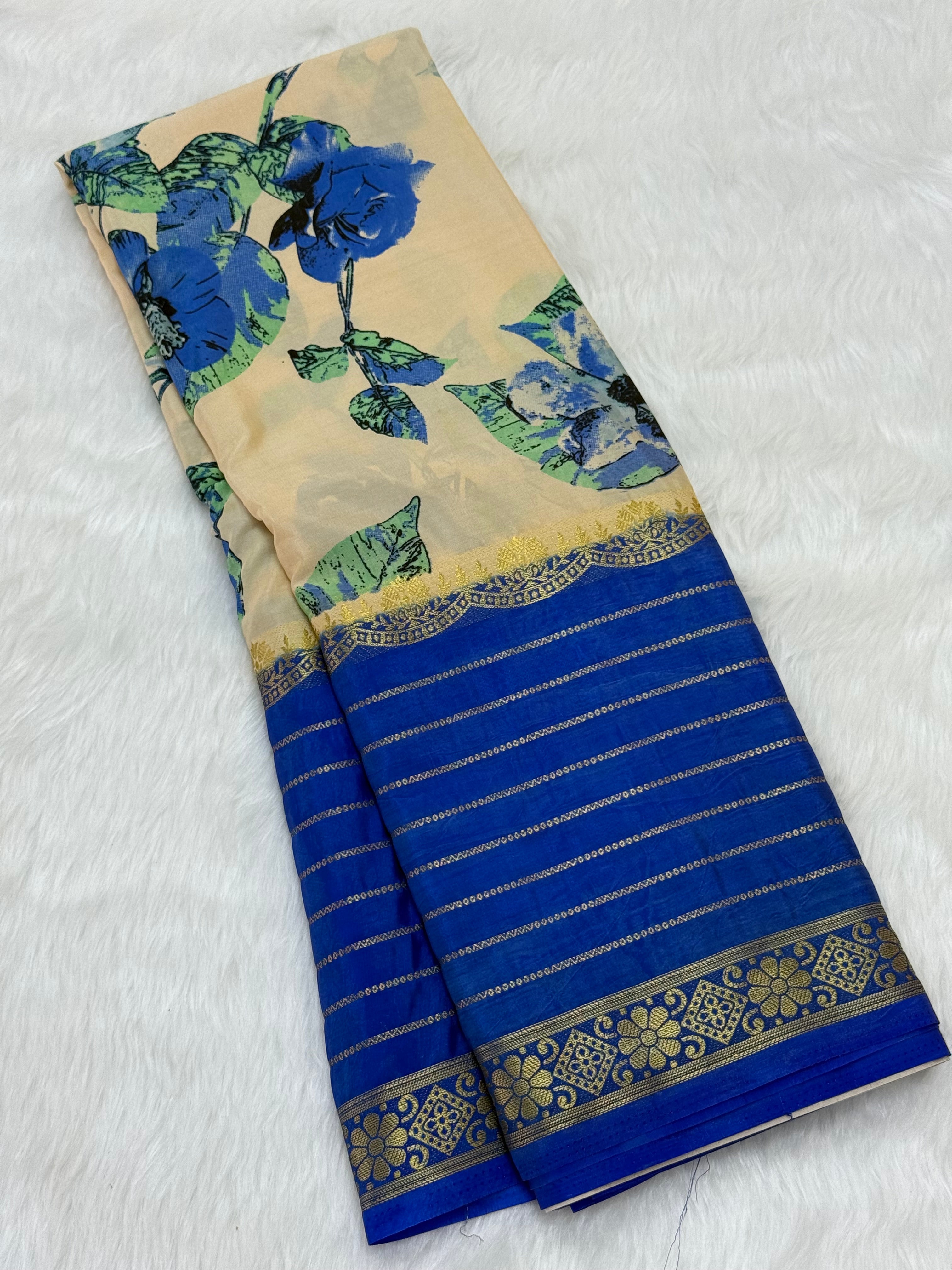 KALAMKARI PURE QUALITY MYSORE SILK SAREE - ROYAL MAIL
