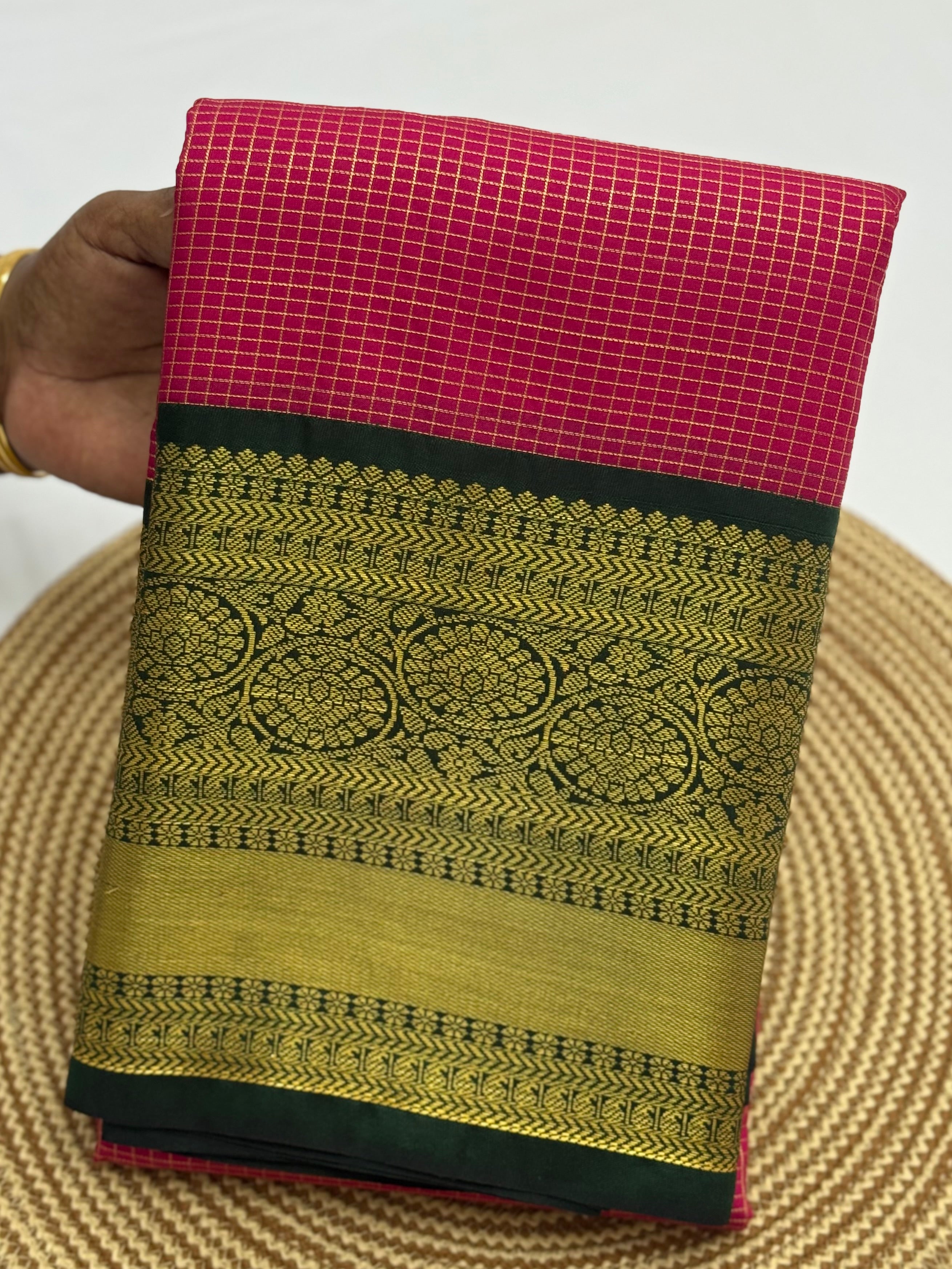 PREMIUM SEMI KANCHI SILK SAREE - MAGENTA