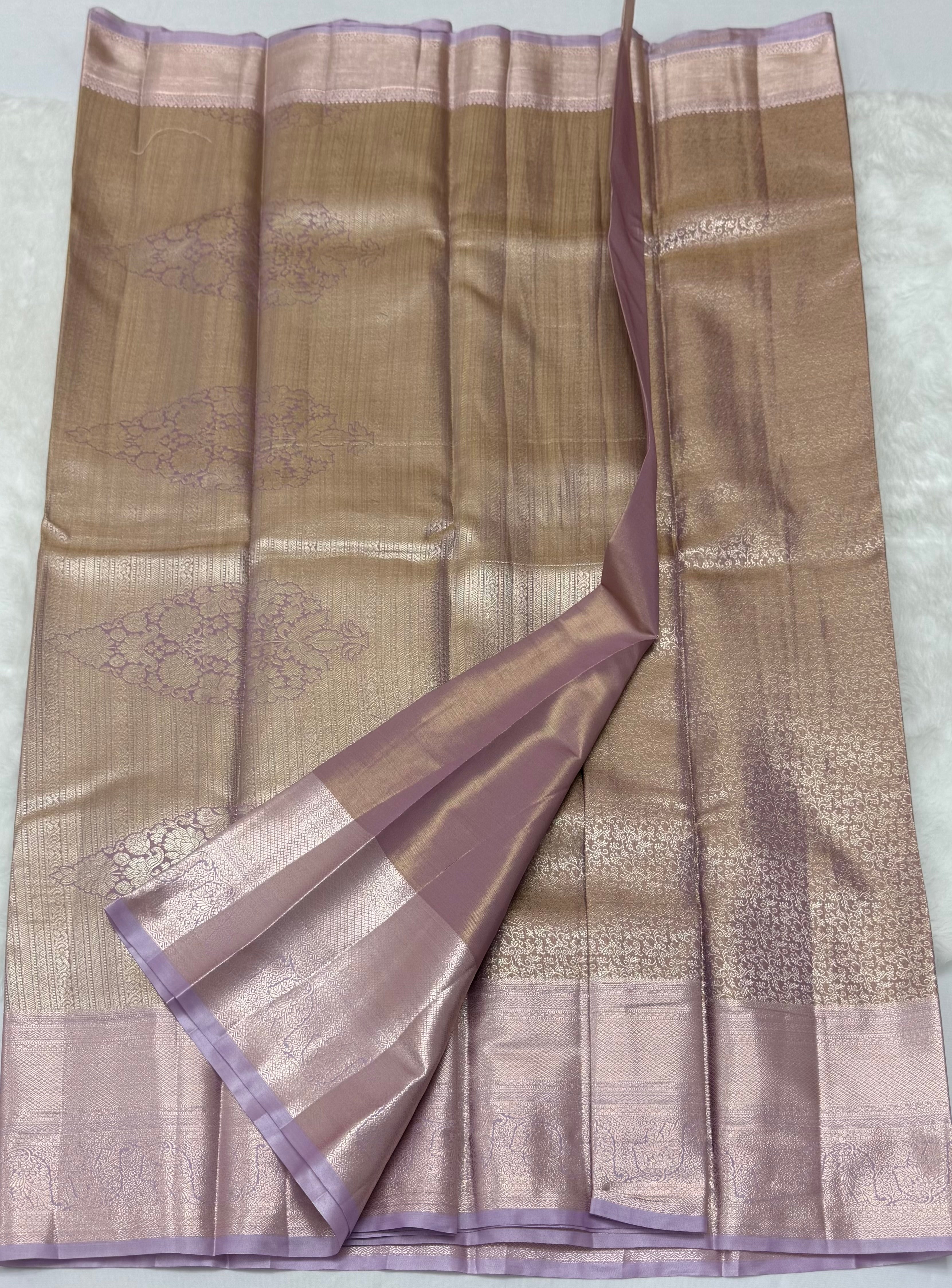 PREMIUM SEMI KANCHI TISSUE SILK SAREE - LILAC