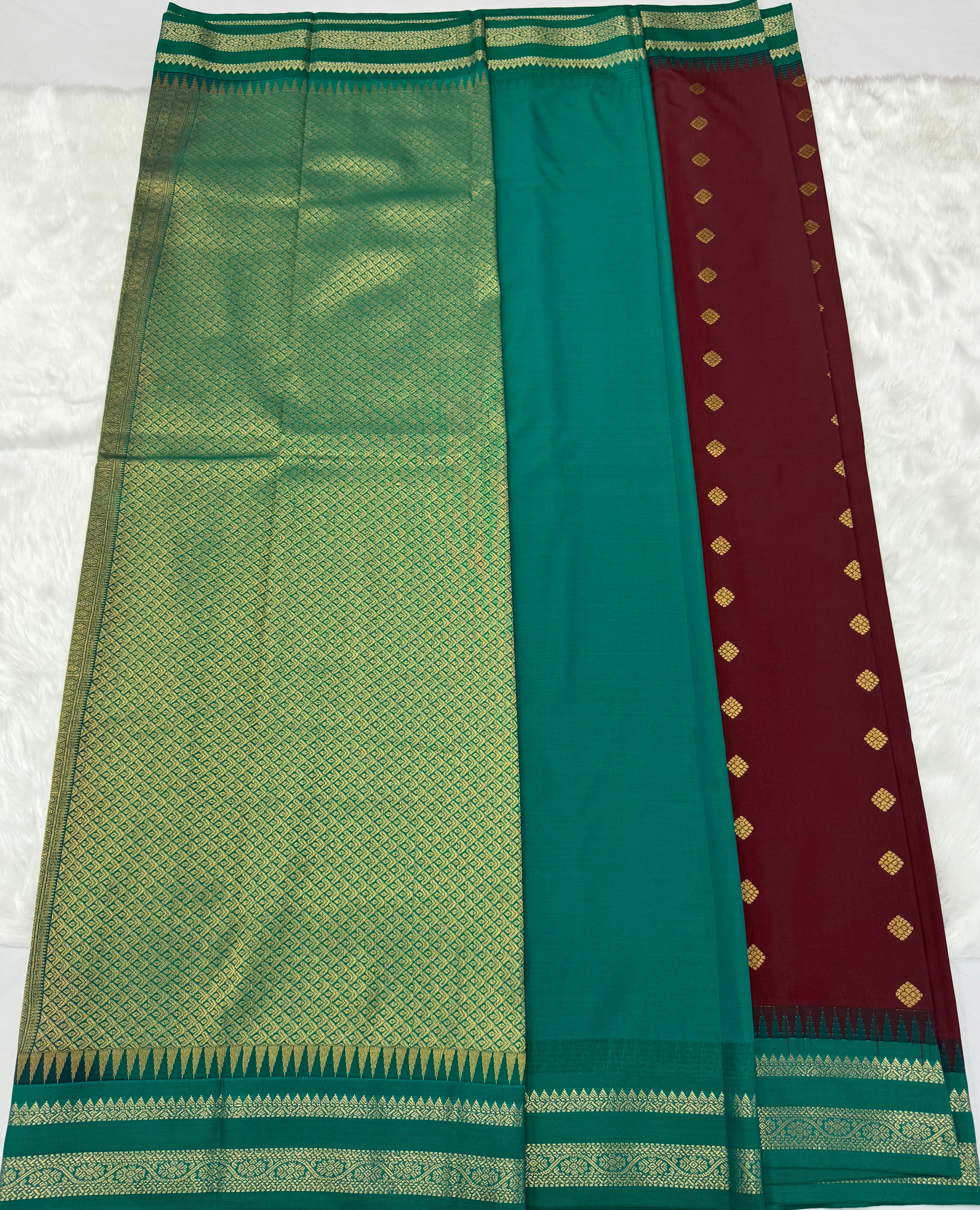 PREMIUM SEMI KANCHI SILK SAREE - DEEP MAROON