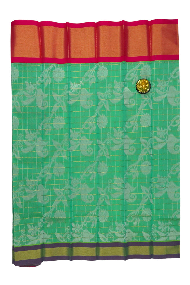 SEAFOAM GREEN UPPADA SILK COTTON SAREE