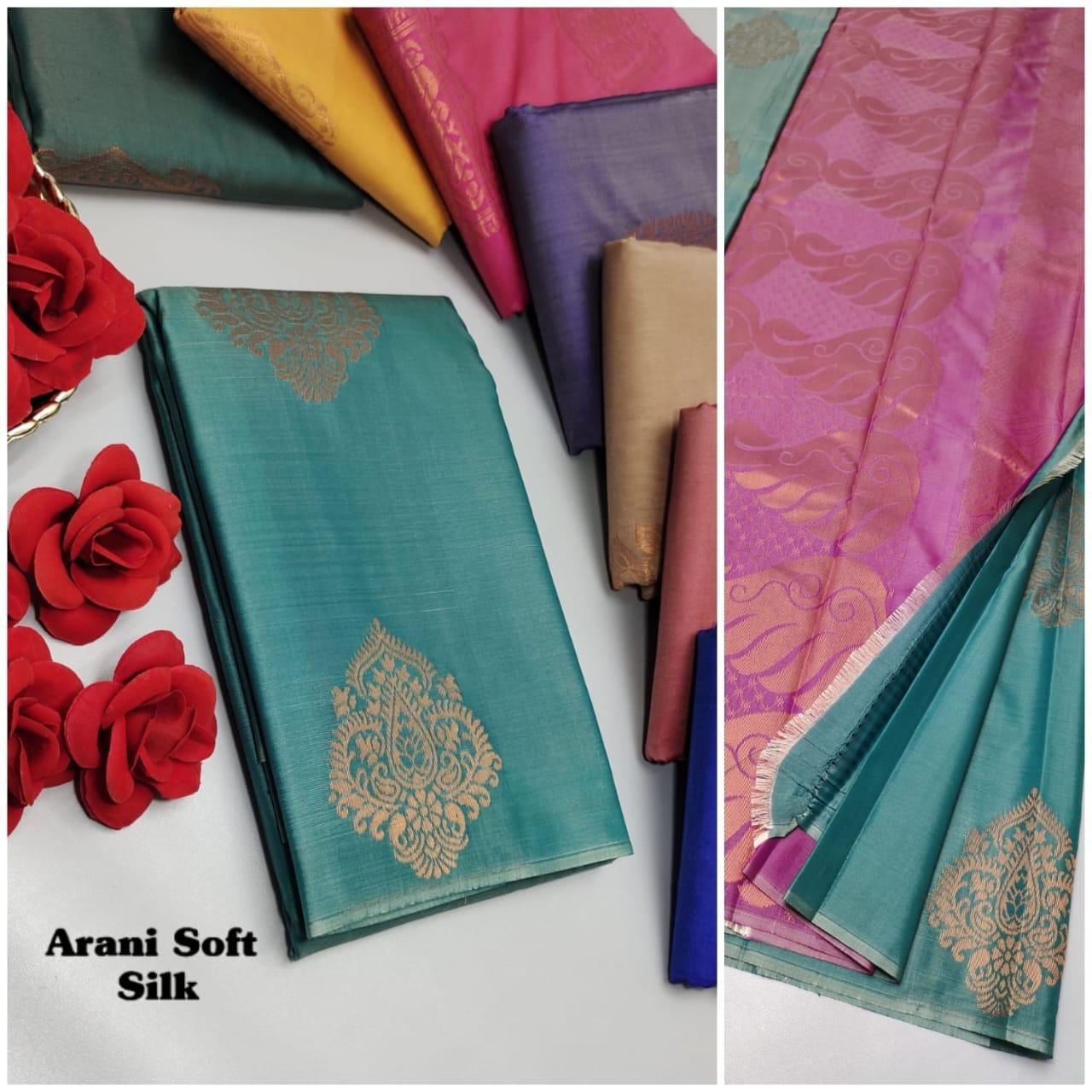 ARANI SOFT SILK SAREES - TEAL