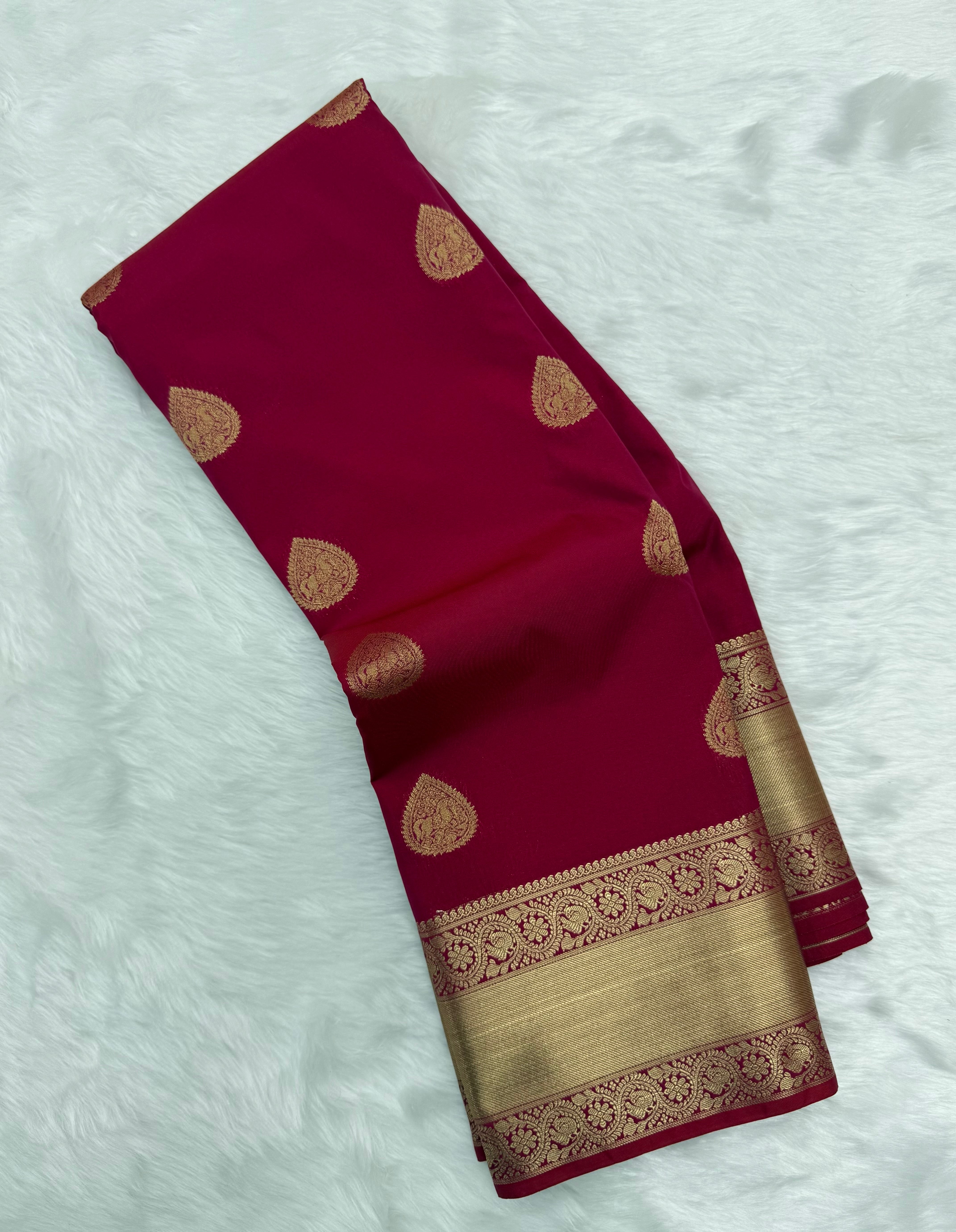 PREMIUM SEMI KANCHI SILK SAREE - MAGENTA