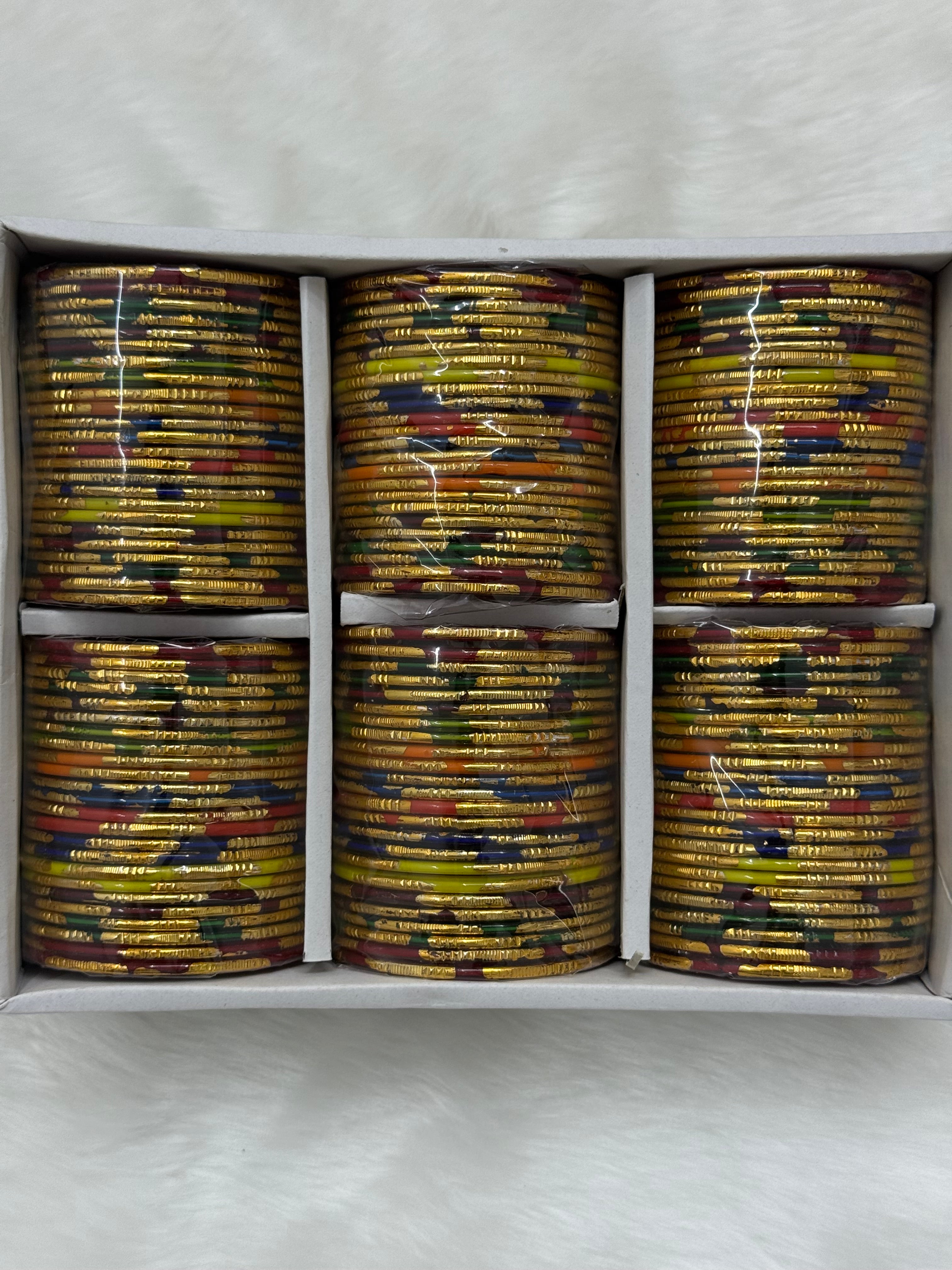 TRADITIONAL BABY SHOWER GLASS BANGLES - MULTI COLOUR MIX (BOX OF 144 PCS)