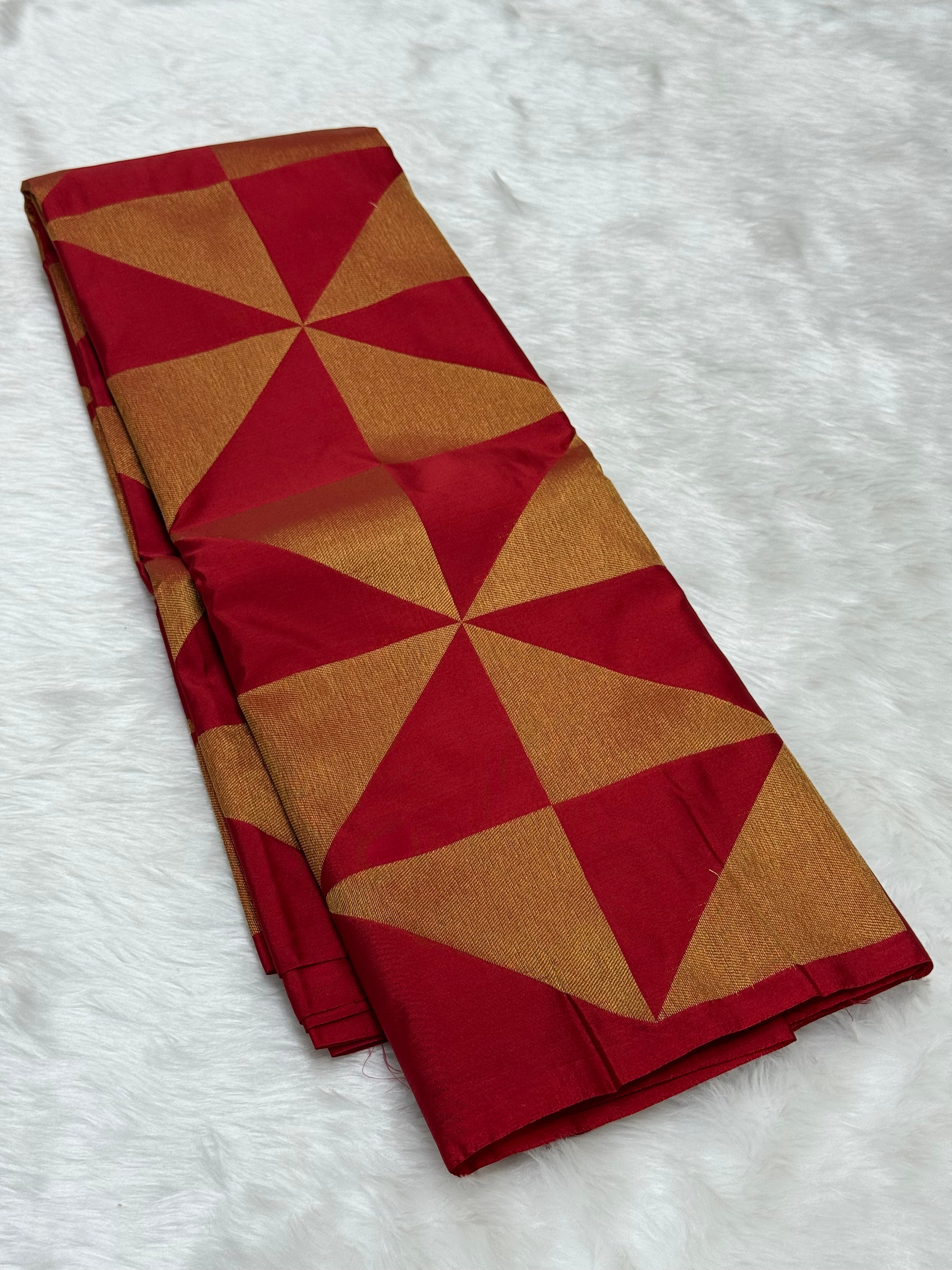PREMIUM SEMI KANCHI SILK SAREE - RED