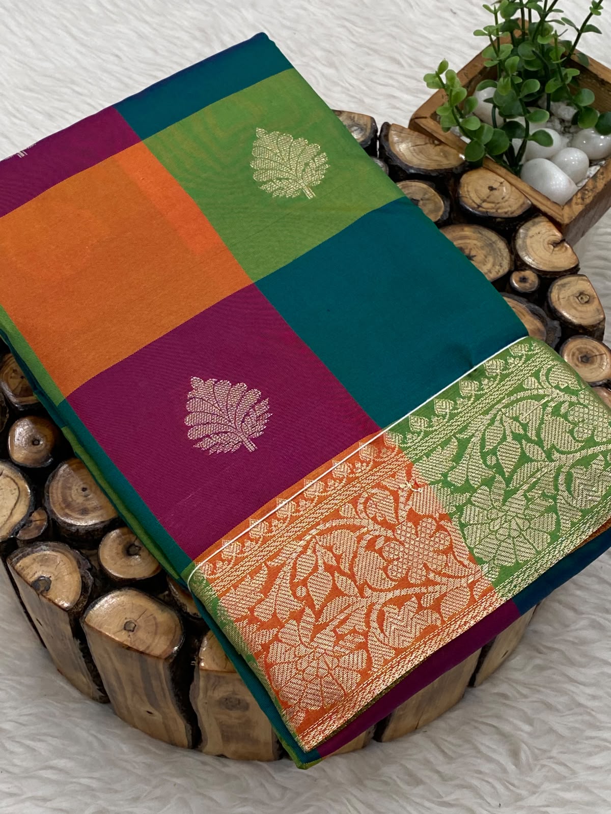 PAALUM PAZHAMUM KATAN BRIDAL SAREE - MULTI