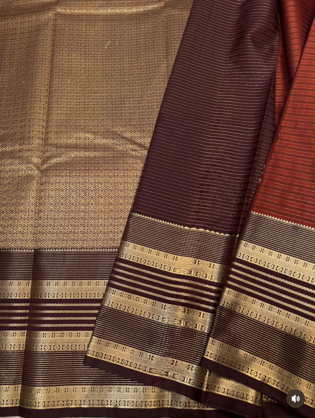 PREMIUM SEMI KANCHI SILK SAREE - RUSTY BROWN