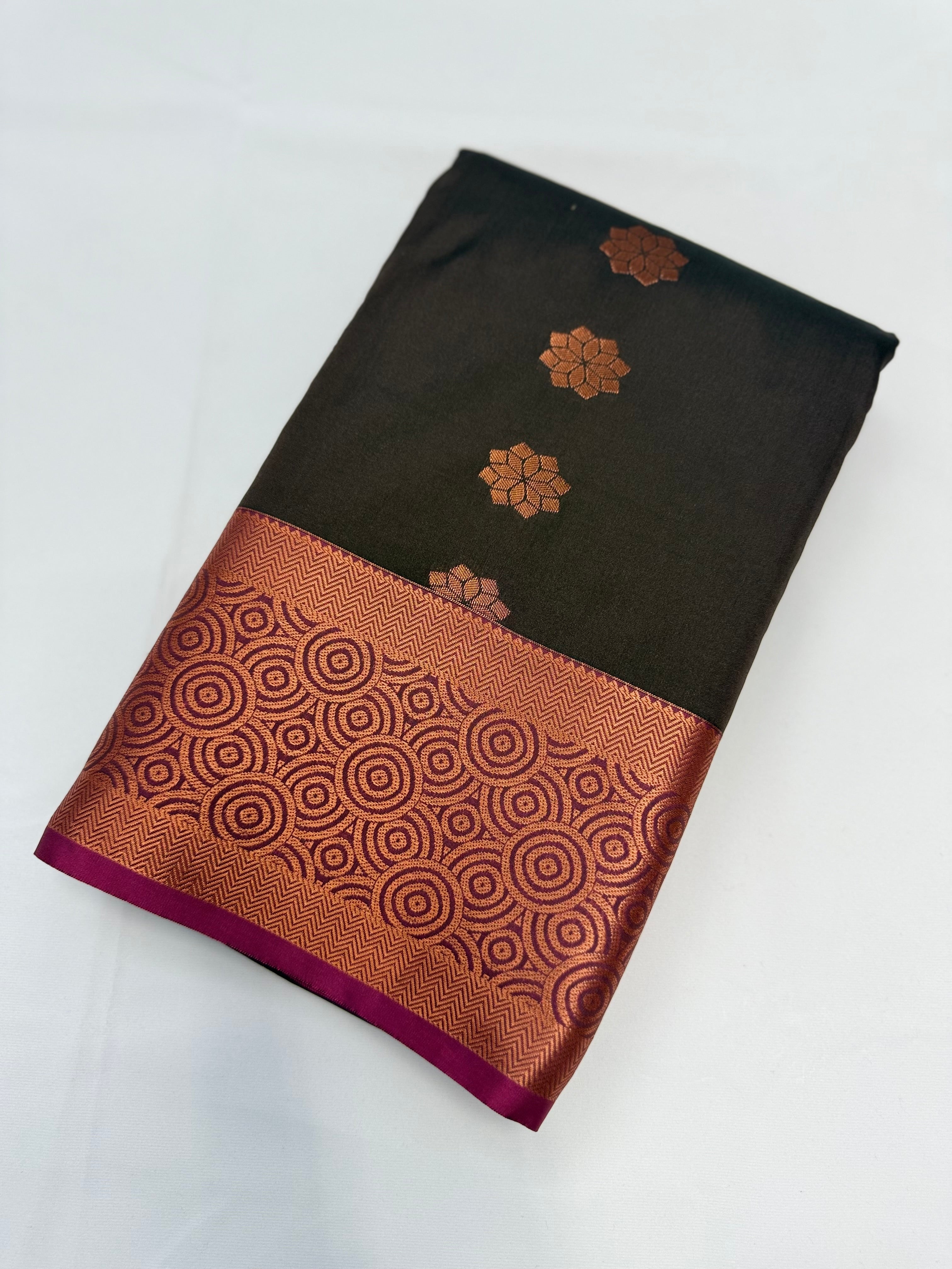 KARUNYA'S SPECIAL SOFT SILK SAREE - COFFEE