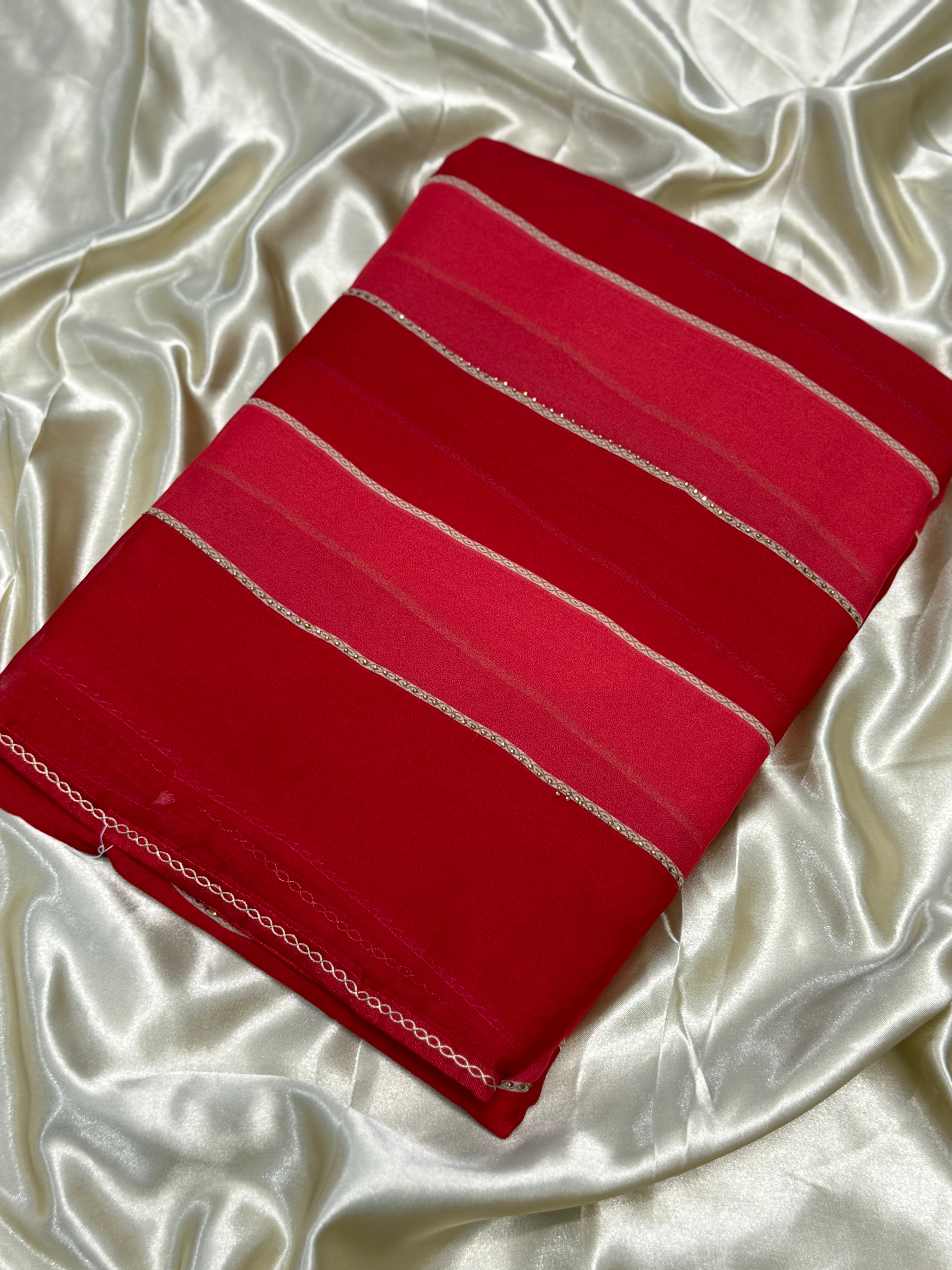 FANCY CHIFFON SAREES - DUAL RED