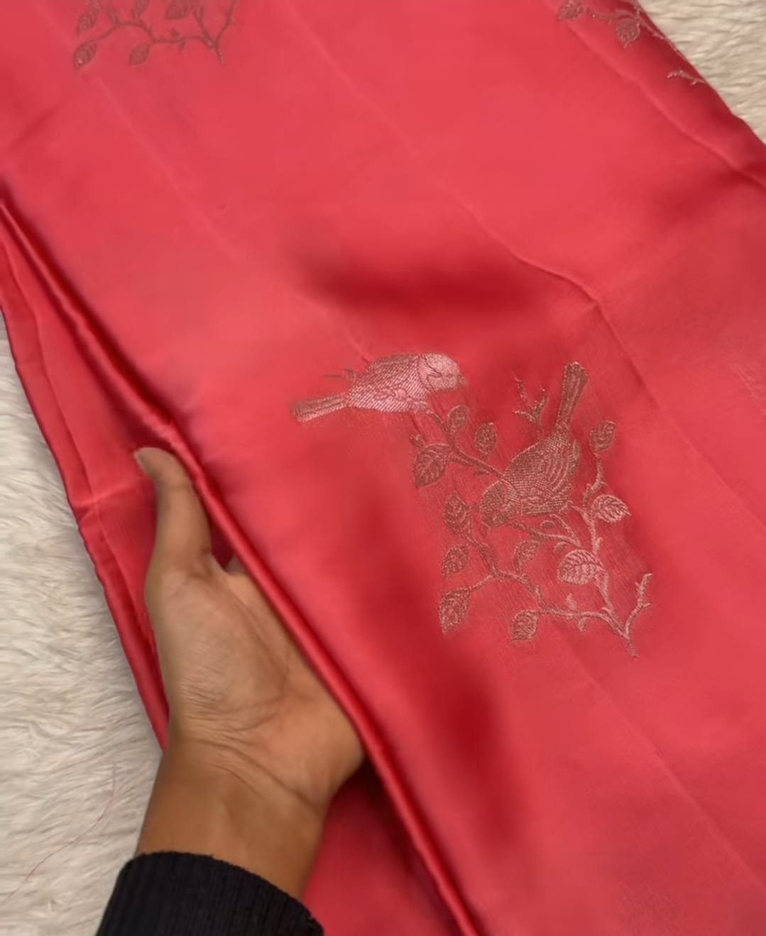 PREMIUM DESIGNER VISCOSE SILK SAREE - FLAMINGO PINK