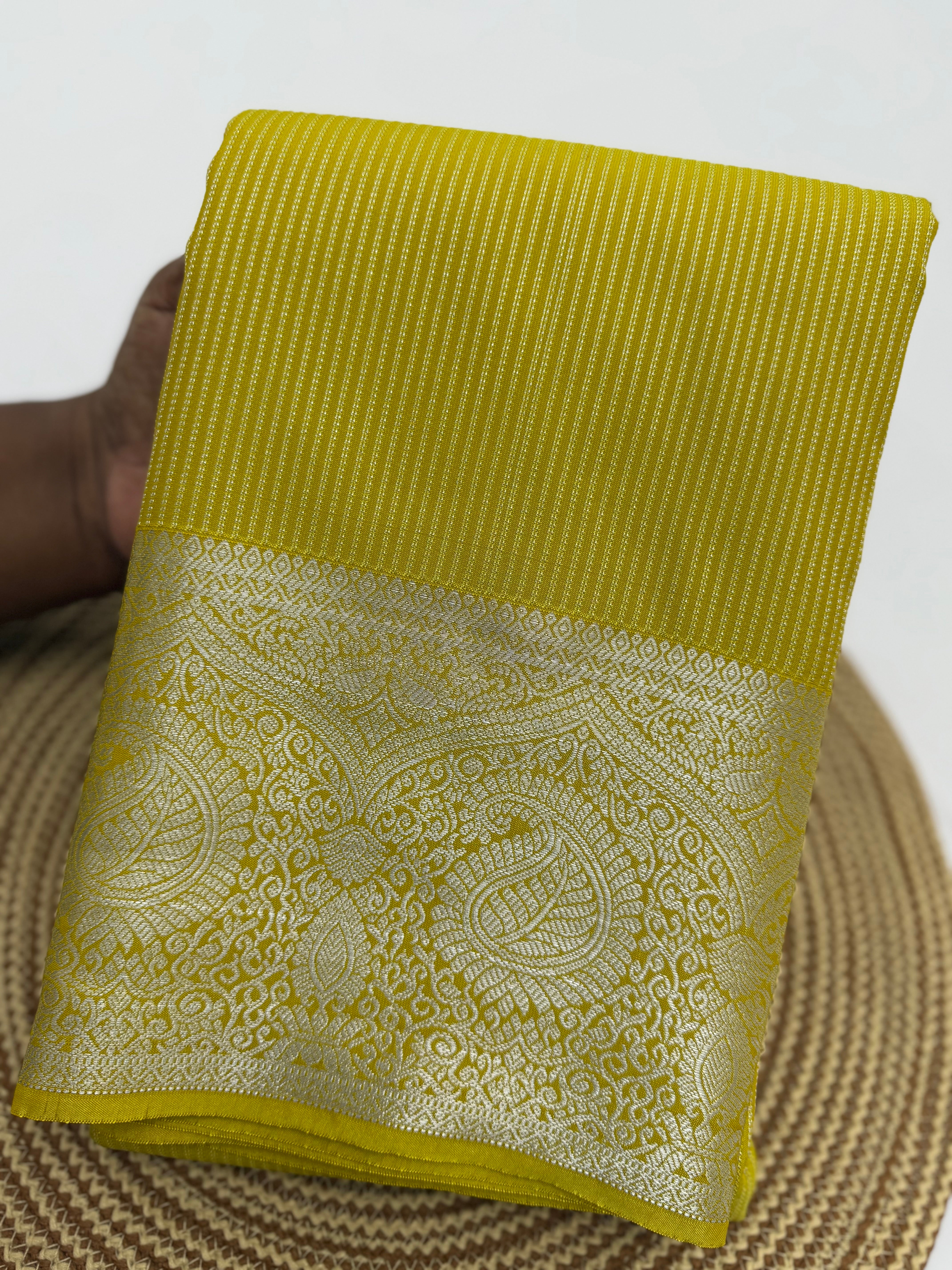 PREMIUM SEMI KANCHI SILK SAREE - OCHRE YELLOW
