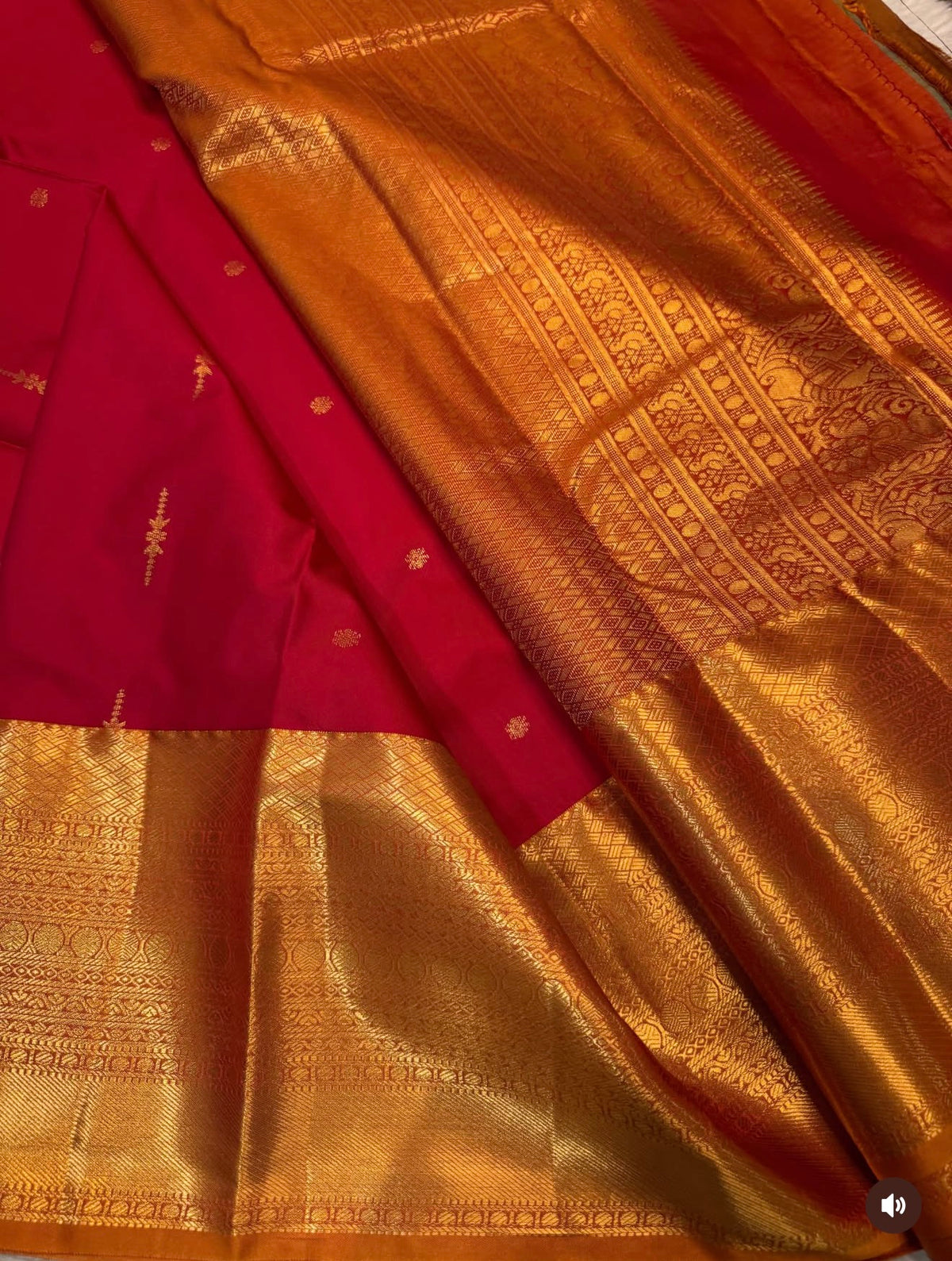 PREMIUM SEMI KANCHI SILK SAREE - RED