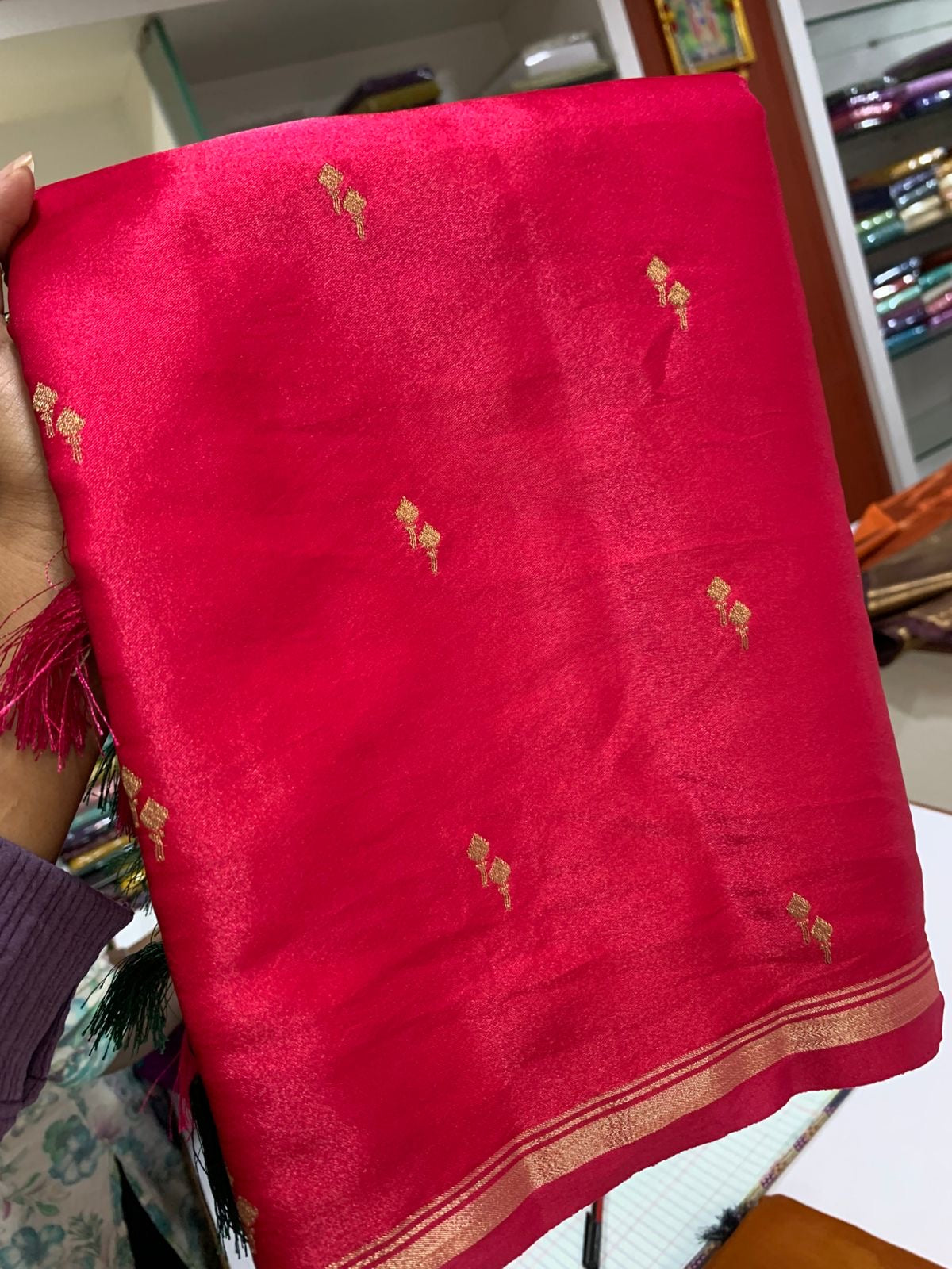 SEMI KANCHI SOFT SILK SAREE - CERISE PINK