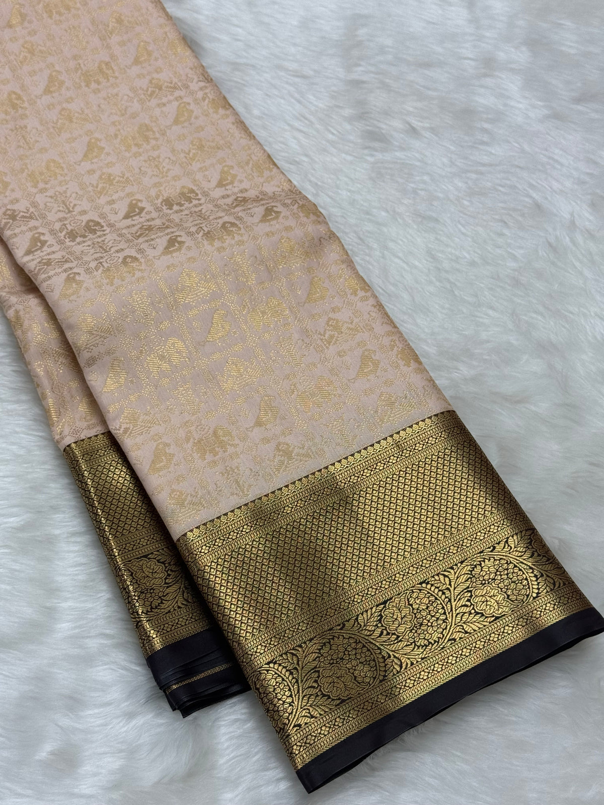PREMIUM SEMI KANCHI SILK SAREE - CREAM