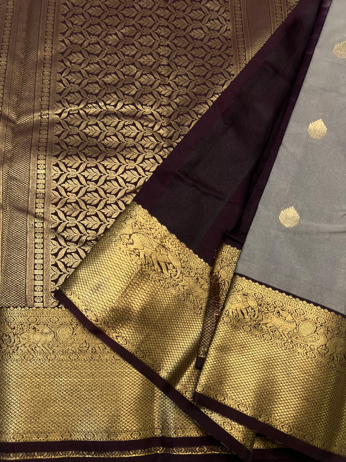 PREMIUM SEMI KANCHI SILK SAREE - ROYAL GREY