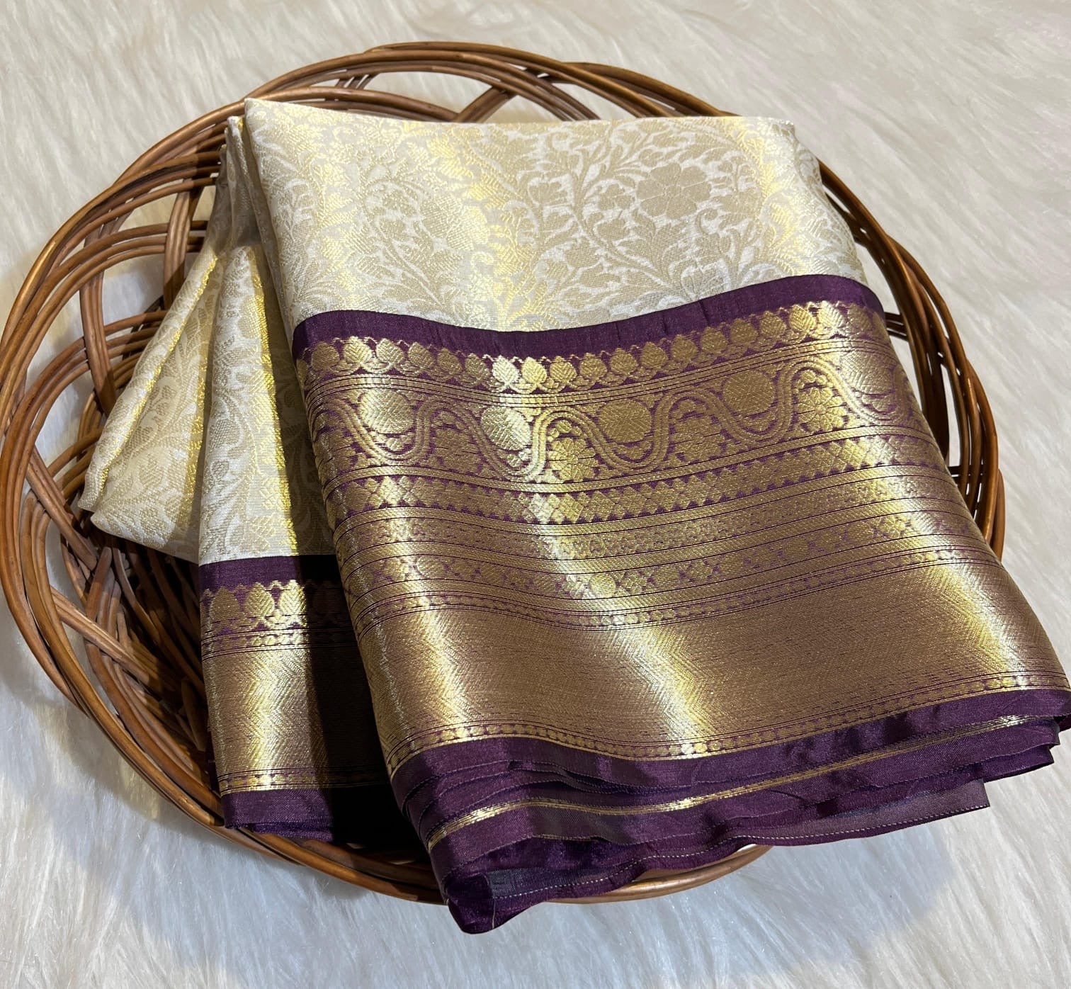 PREMIUM BANARAS TISSUE SILK SAREE - CREAM