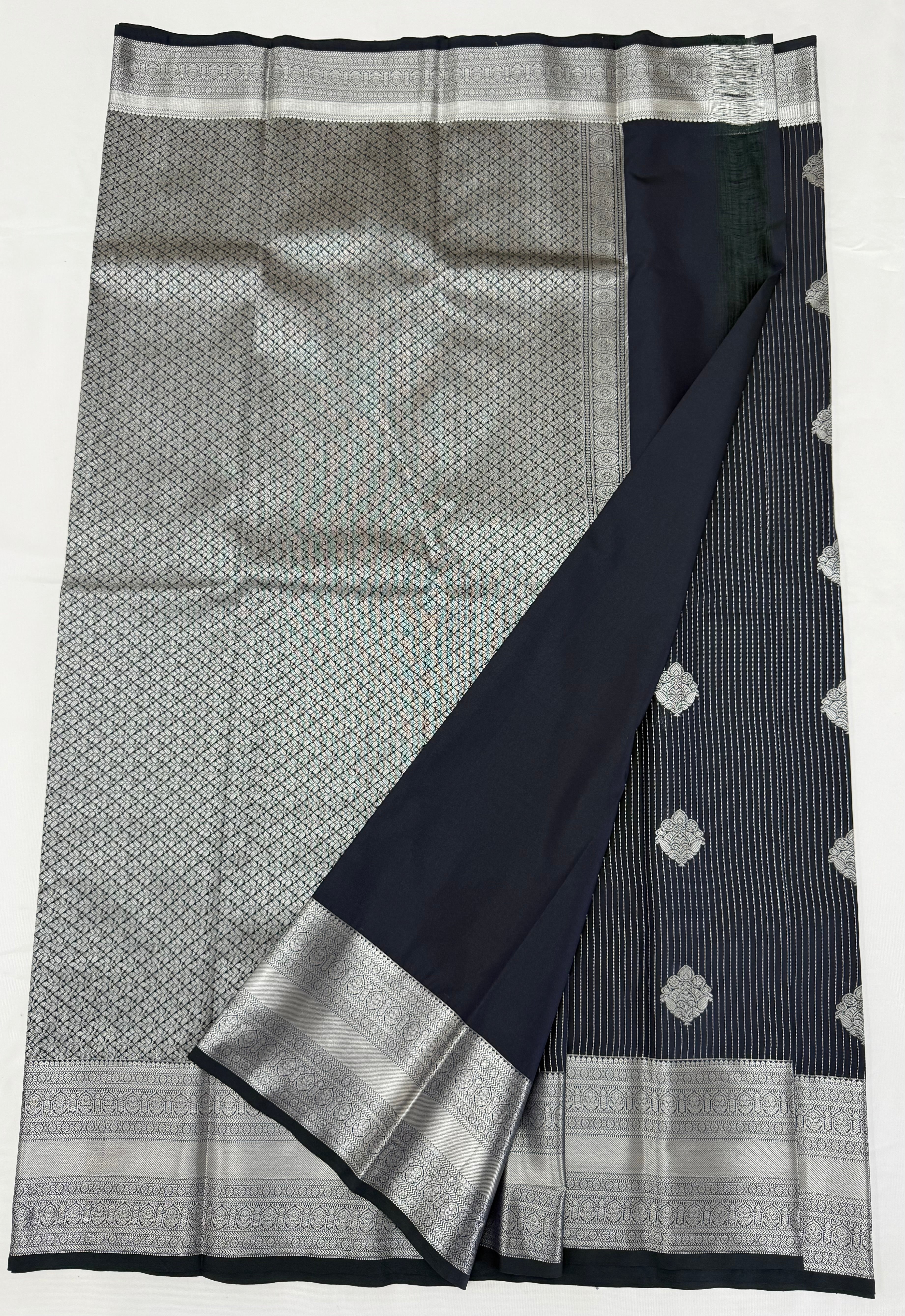 PREMIUM SEMI KANCHI SILK SAREE - BLACK