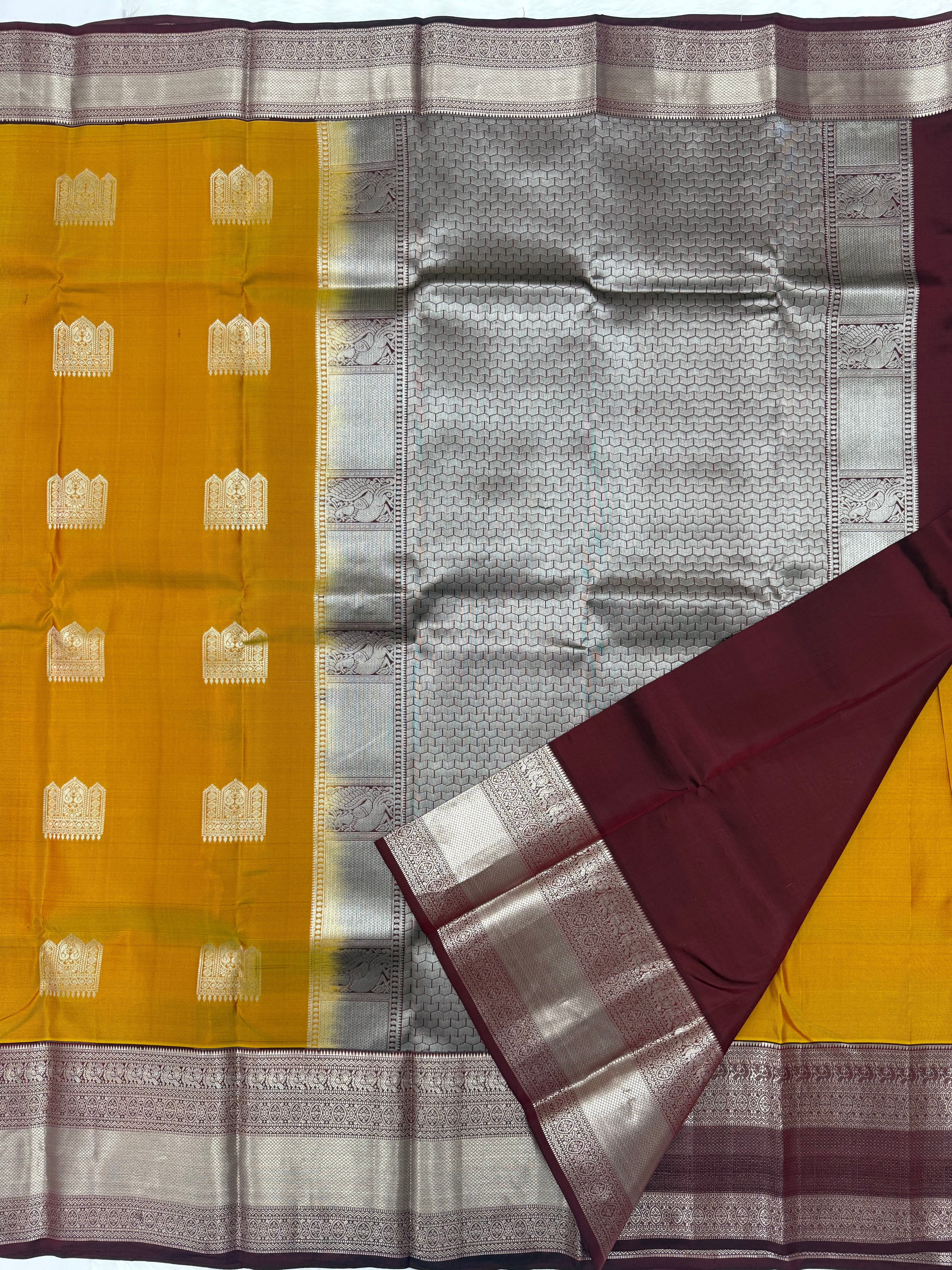 KANCHIPURAM PURE SILK SAREE | SILKMARK® CERTIFIED - MUSTARD