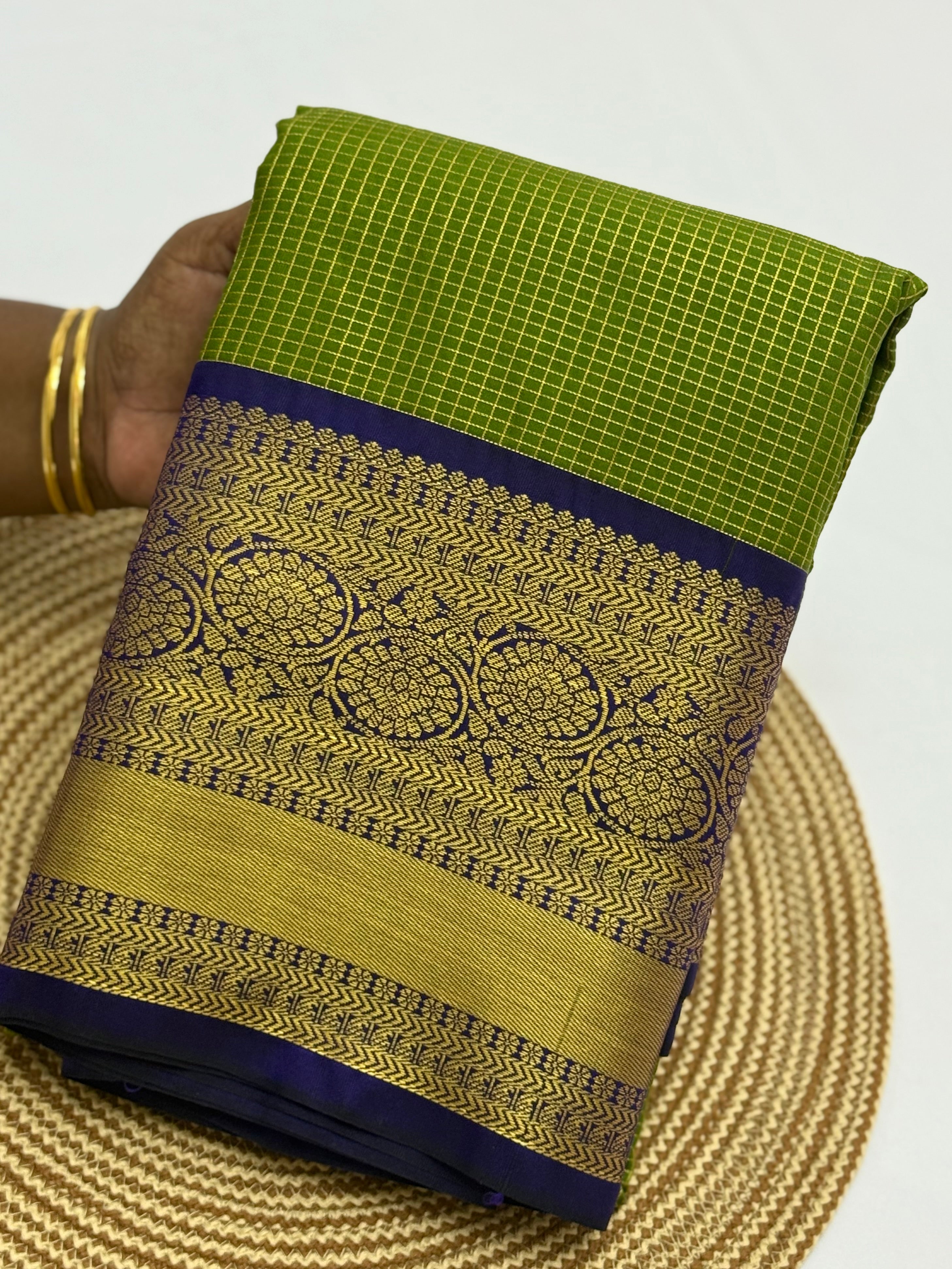 PREMIUM SEMI KANCHI SILK SAREE - PEAR GREEN