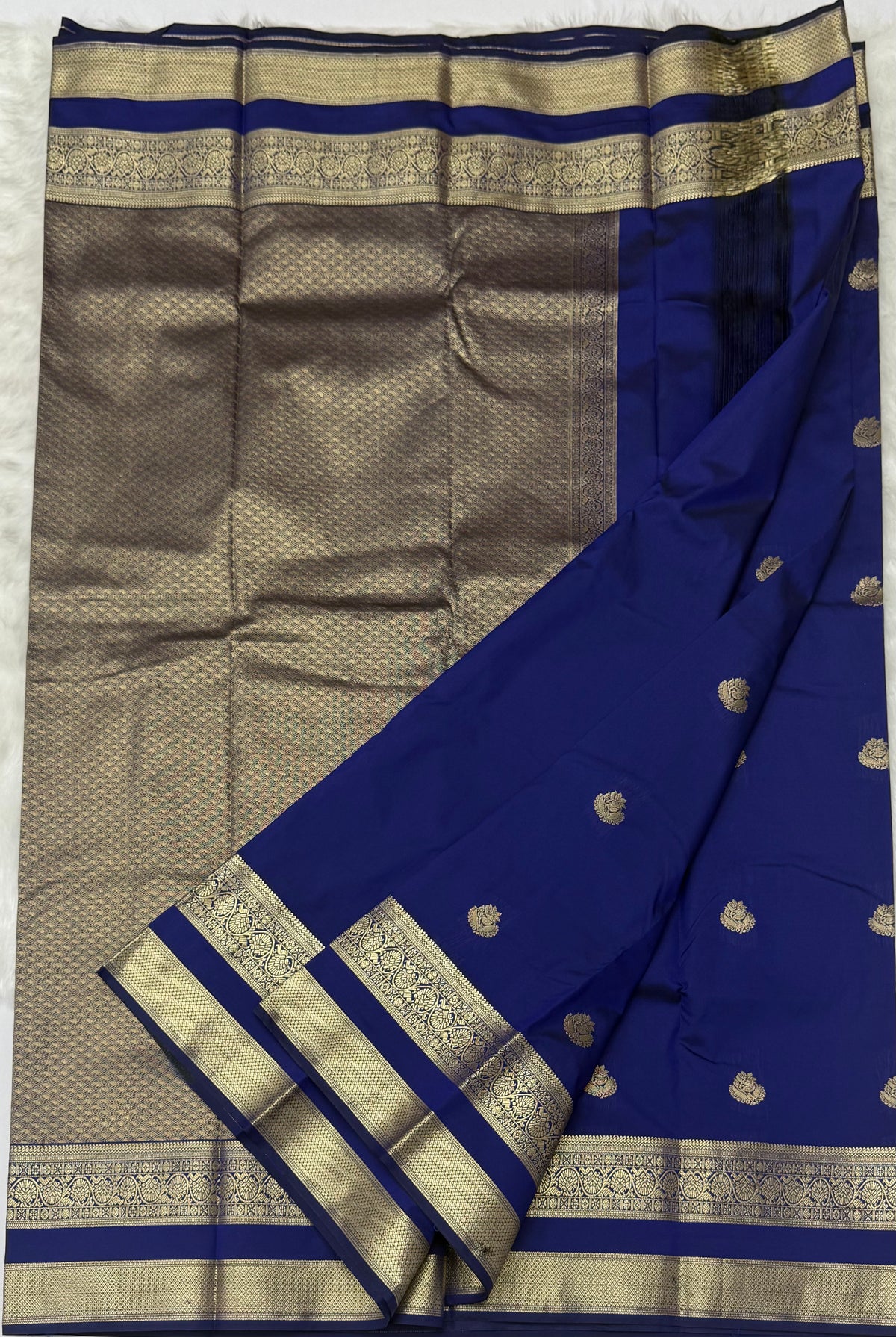 PREMIUM SEMI KANCHI SILK SAREE - ROYAL BLUE