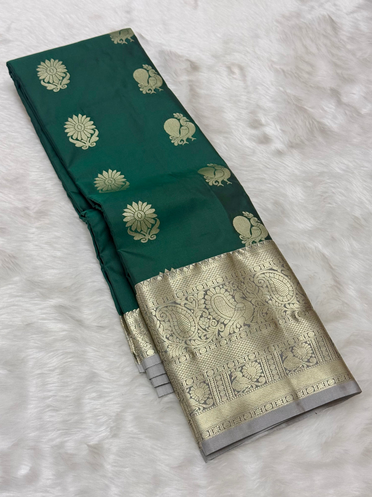 PREMIUM SEMI KANCHI SILK SAREE - GREEN