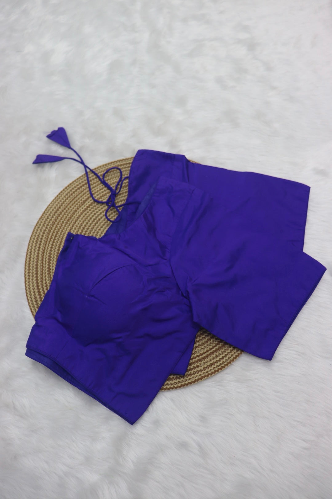PLAIN SILK READY TO WEAR  SAREE BLOUSE - PURPLE