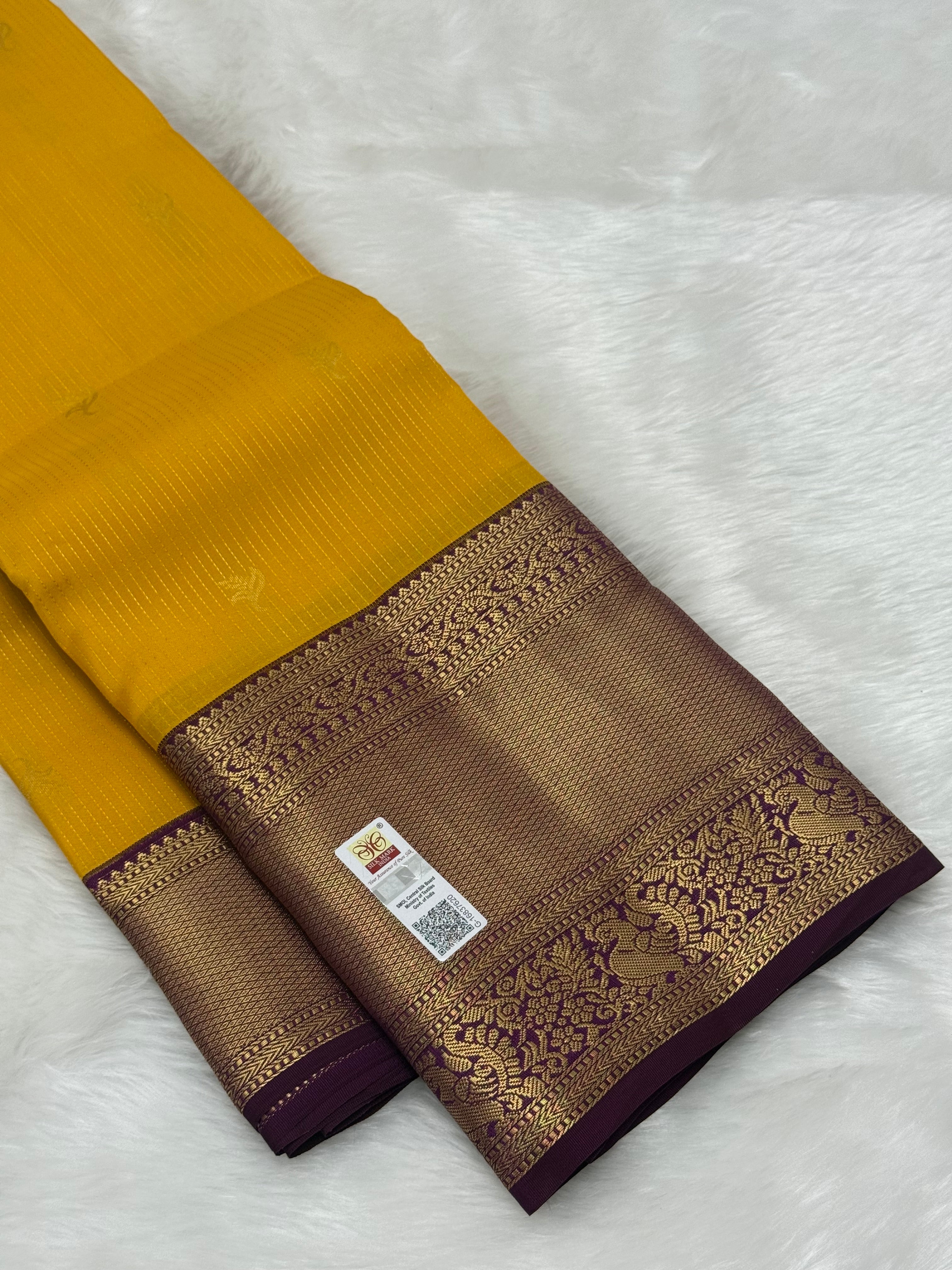 KANCHIPURAM PURE SILK SAREE | SILKMARK® CERTIFIED - AMBER