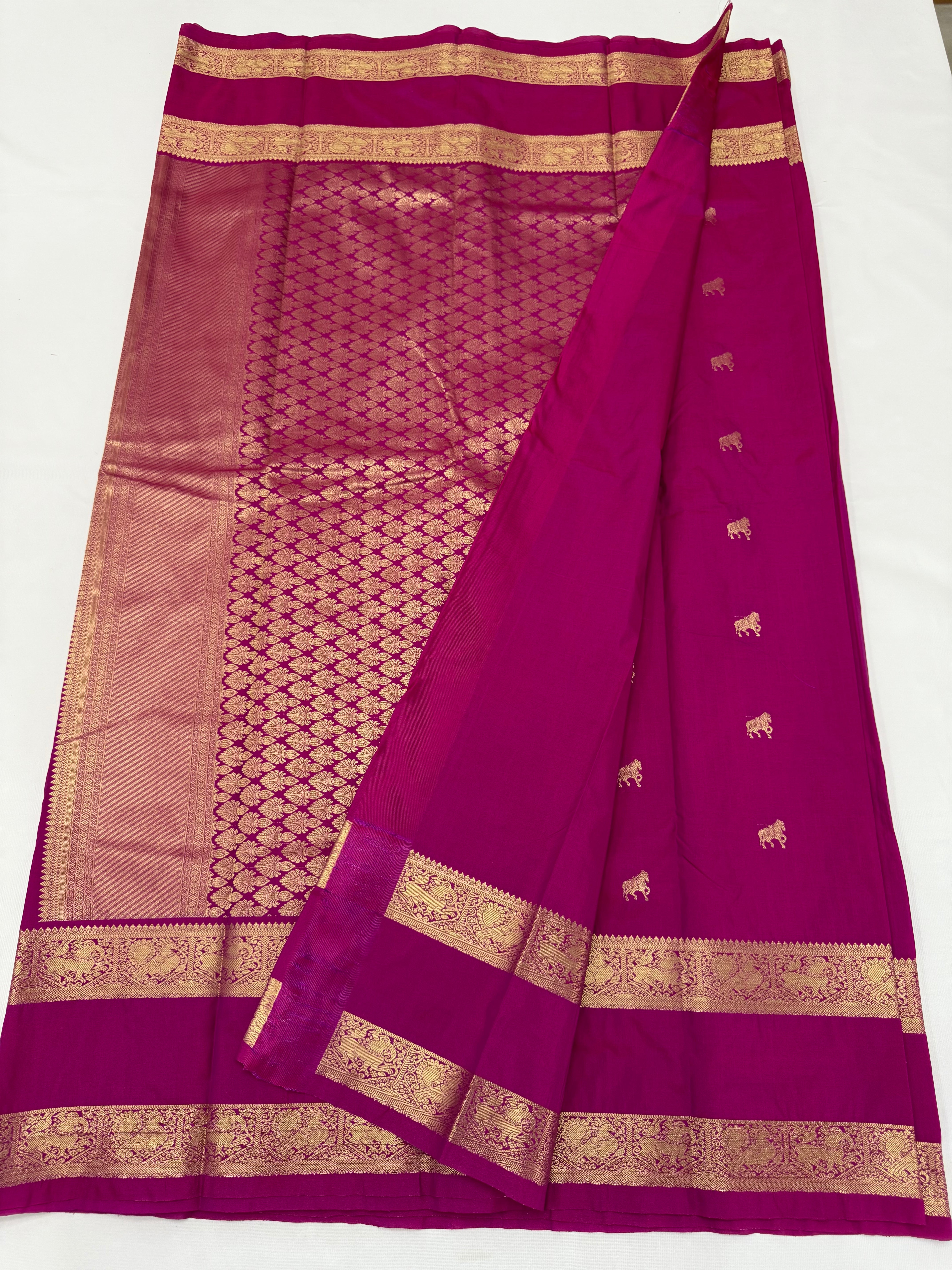 PREMIUM SEMI KANCHI SILK SAREE - HOT PINK