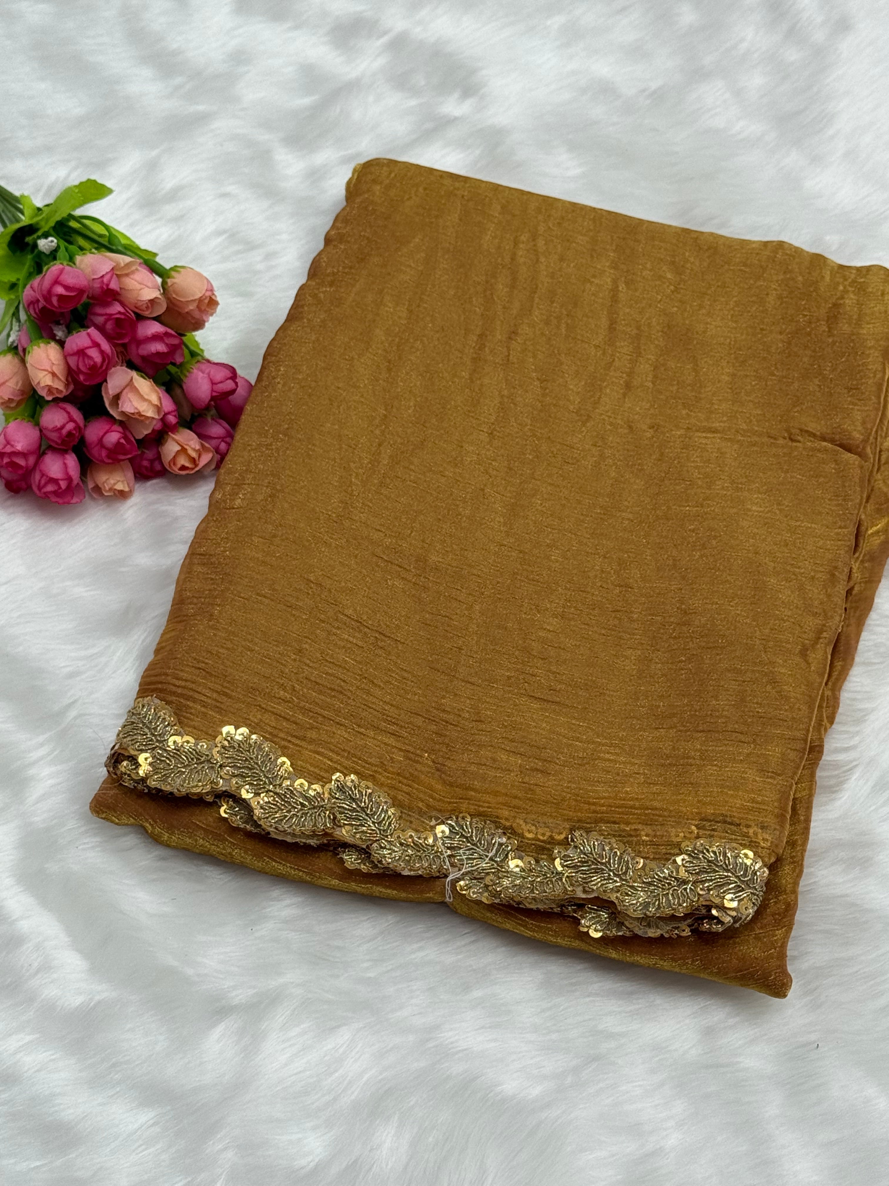 SPACE SILK FANCY SAREES - GOLDEN YELLOW