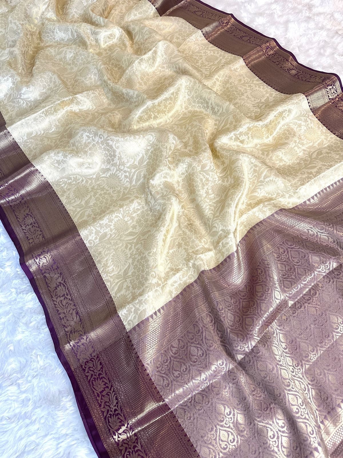 PREMIUM BANARAS TISSUE SILK SAREE - CREAM