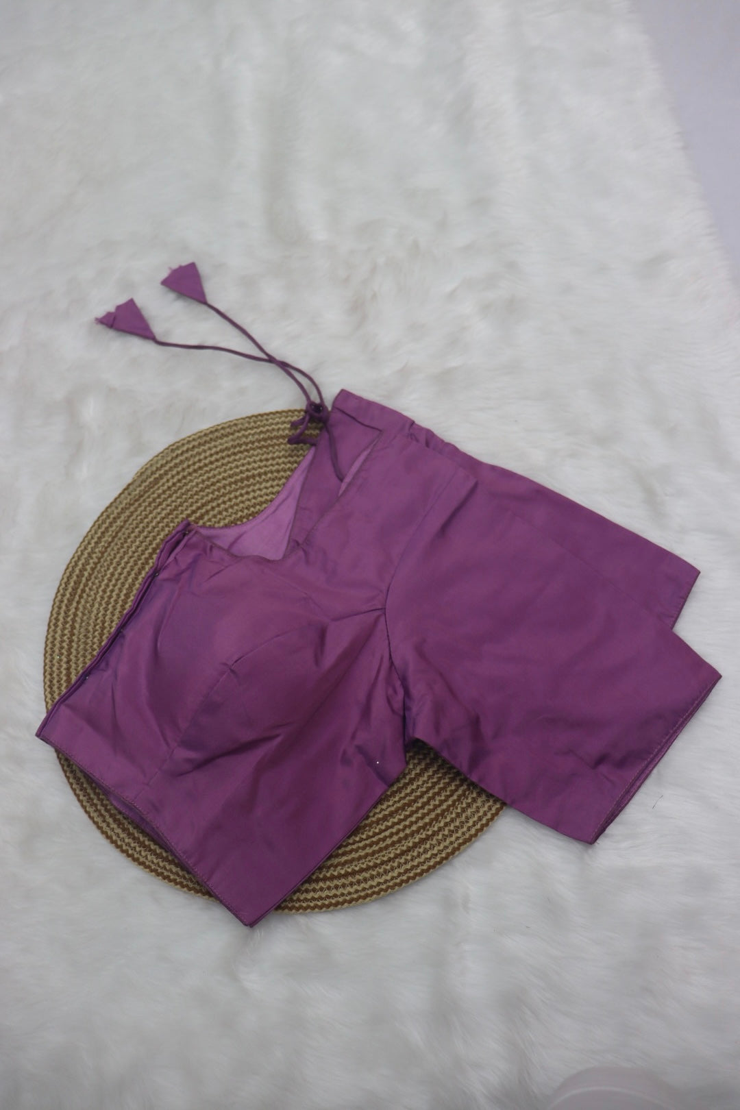PLAIN SILK READY TO WEAR SAREE BLOUSE - ONION PINK