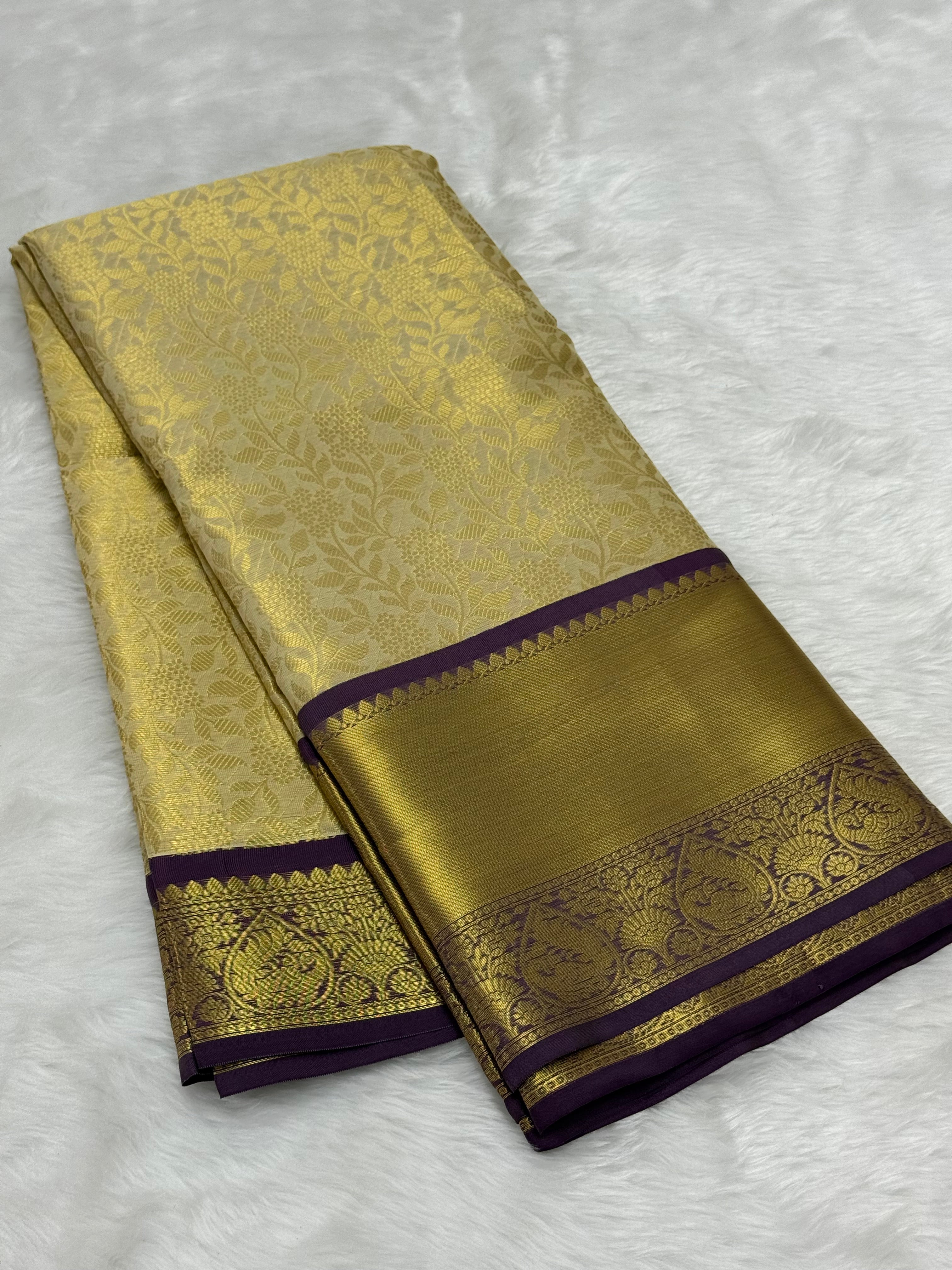 PREMIUM BANARASI TISSUE SILK SAREE - CREAM