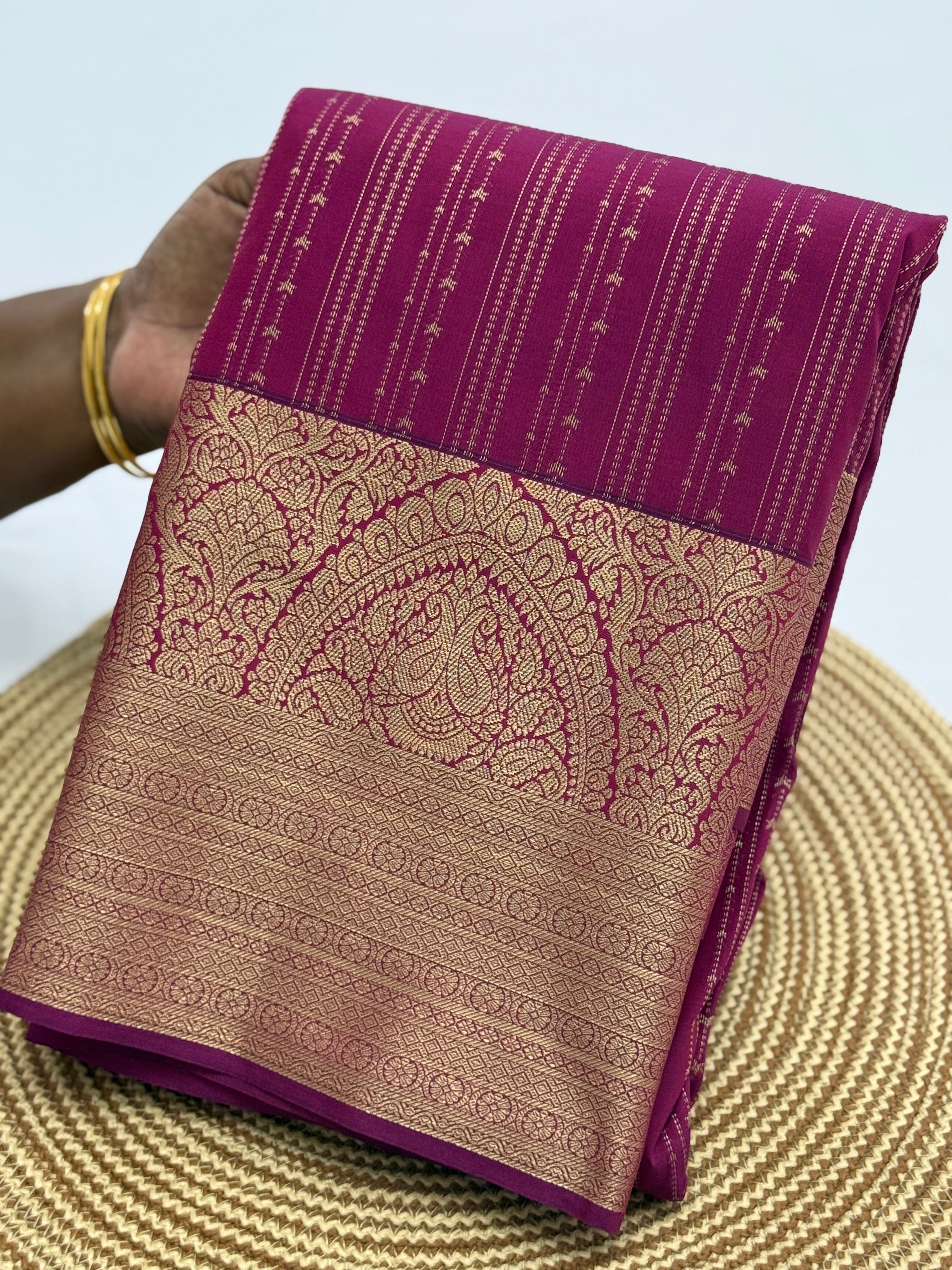 PREMIUM SEMI KANCHI SILK SAREE - RED VIOLET