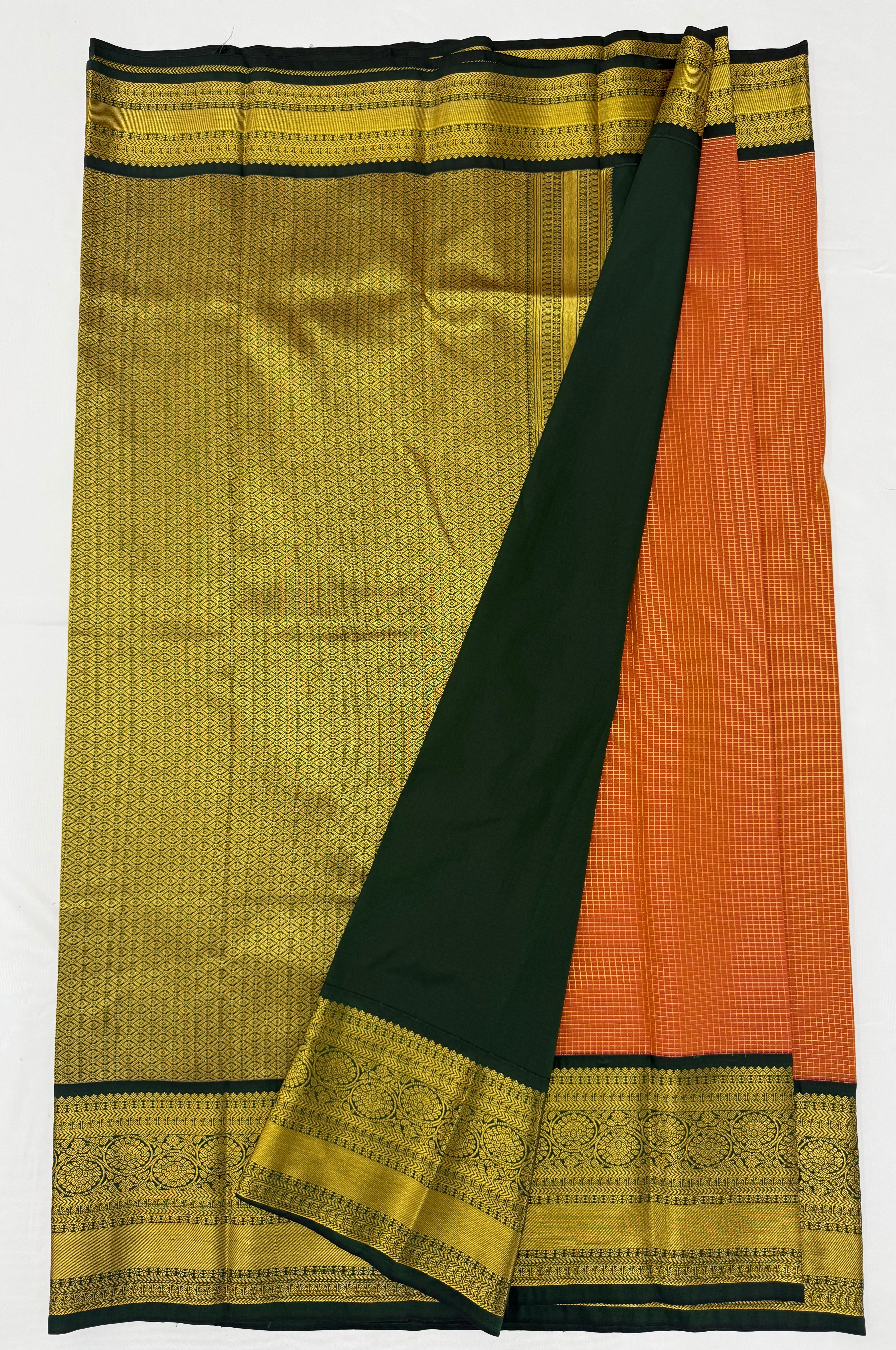 PREMIUM SEMI KANCHI SILK SAREE - ORANGE