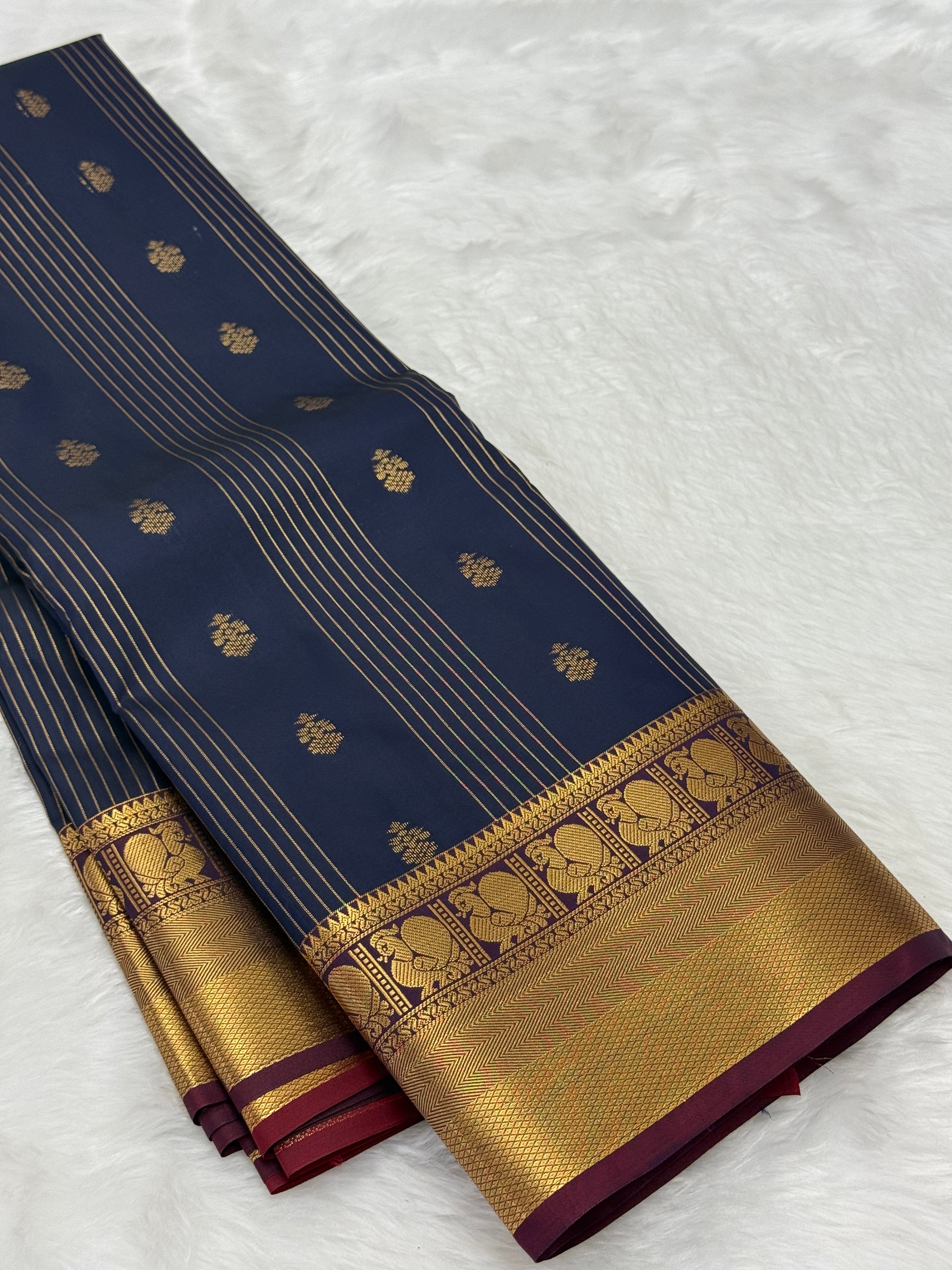 KARUNYA'S SPECIAL SOFT SILK SAREE - NAVY BLUE