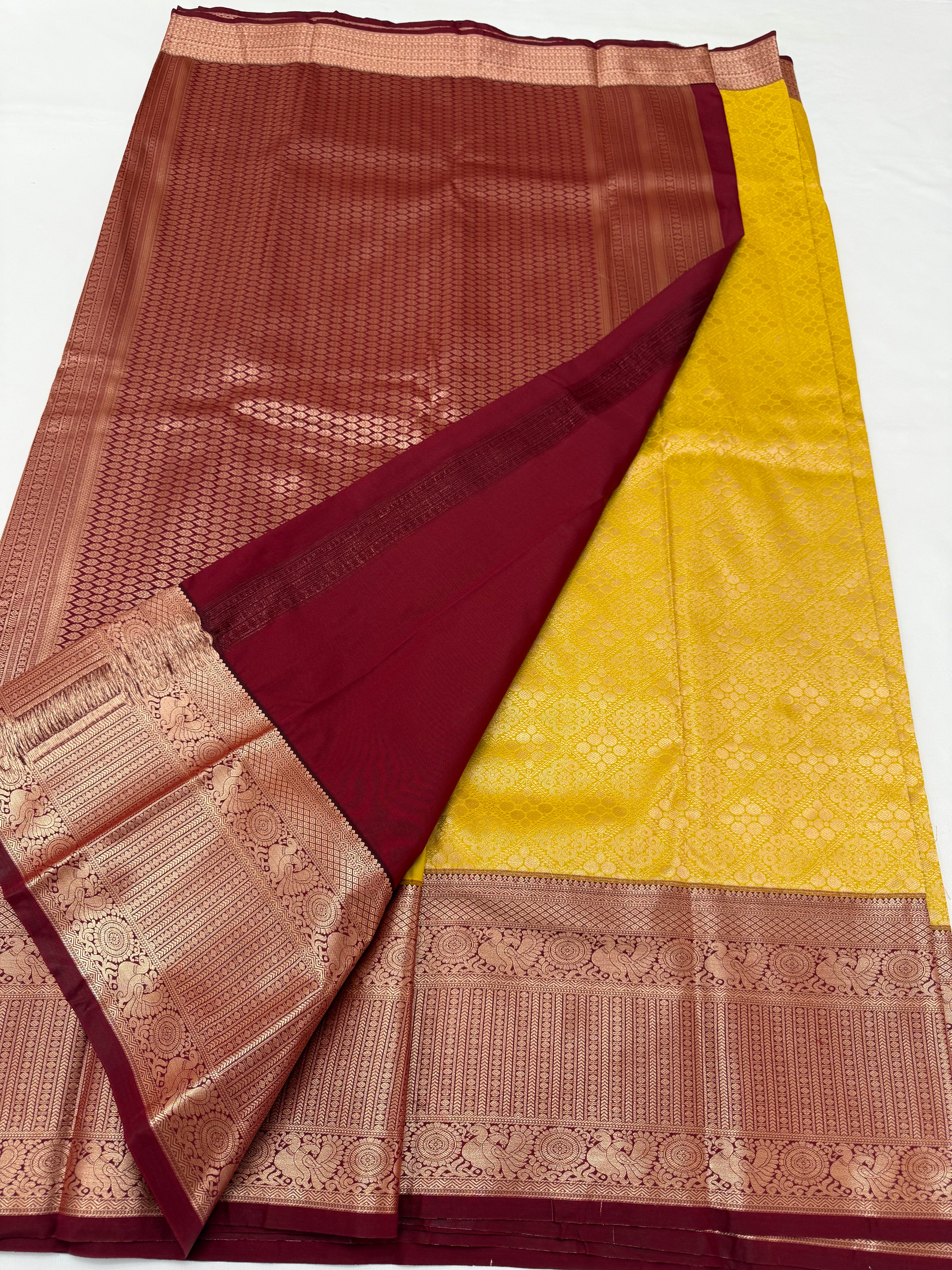 PREMIUM SEMI BROCADE SILK SAREE - AMBER